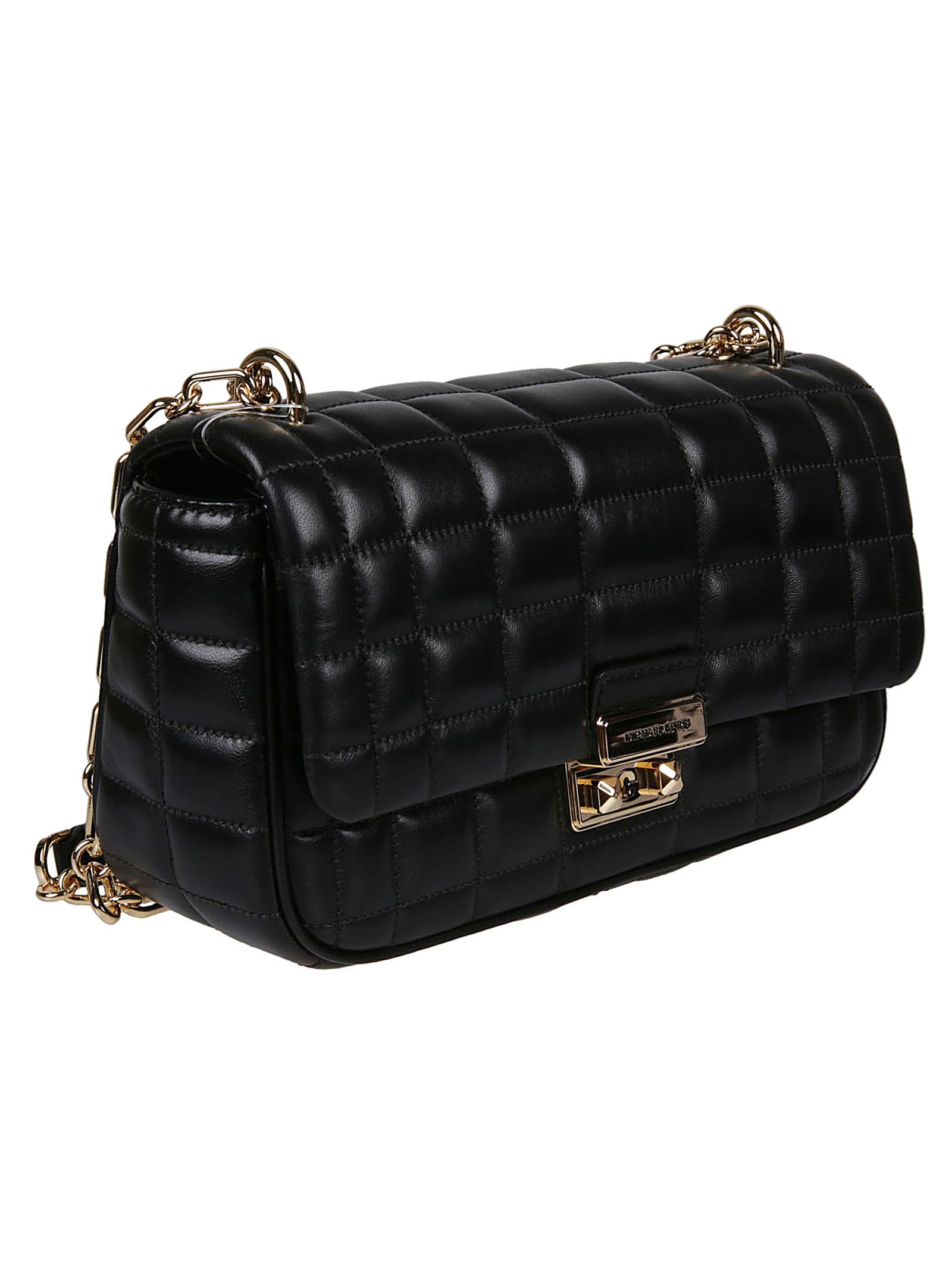 Michael Kors Large Tribeca Quilted Chain Shoulder Bag In Black