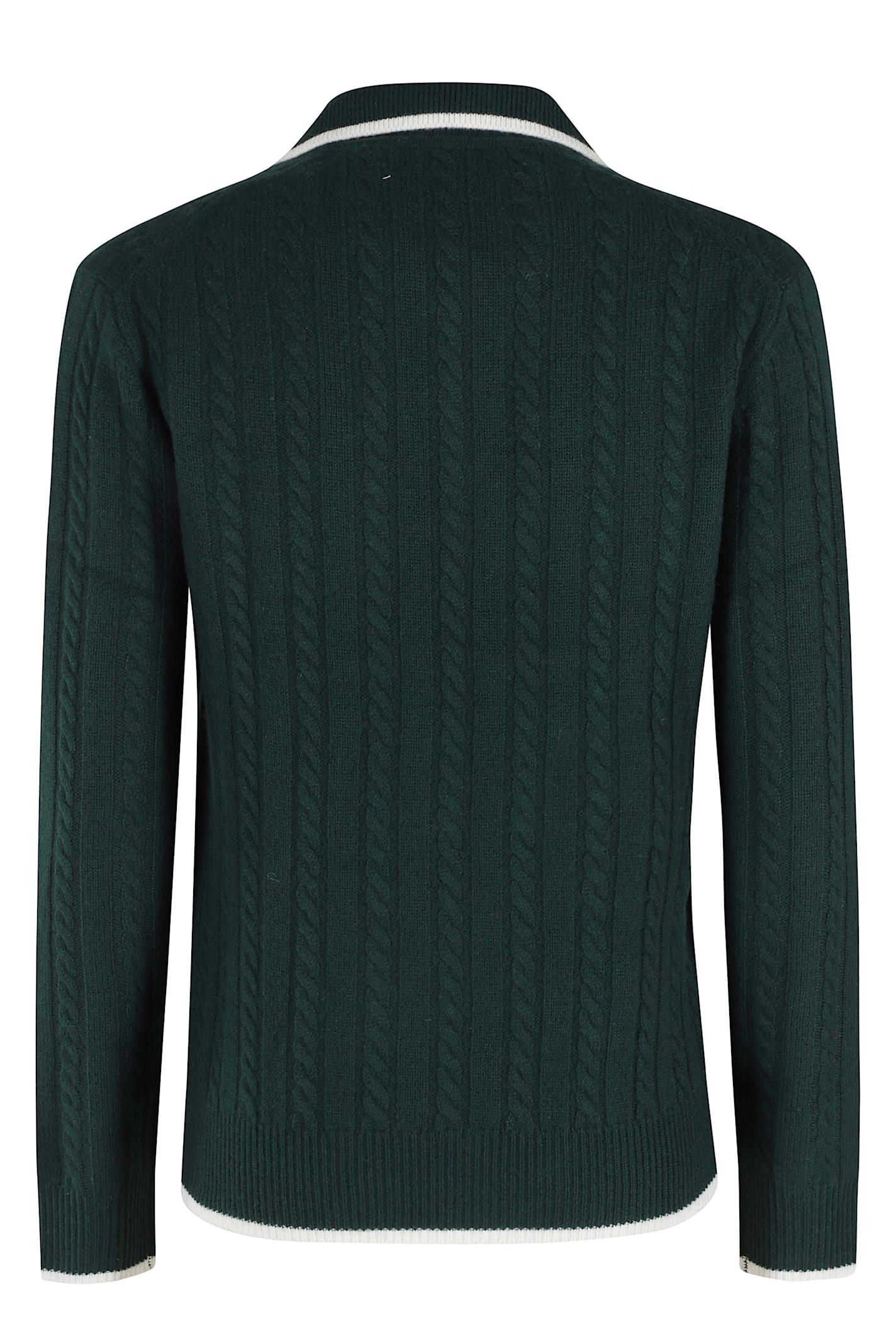 Mc2 Saint Barth Long Sleeves Knit Braid Polo In Green