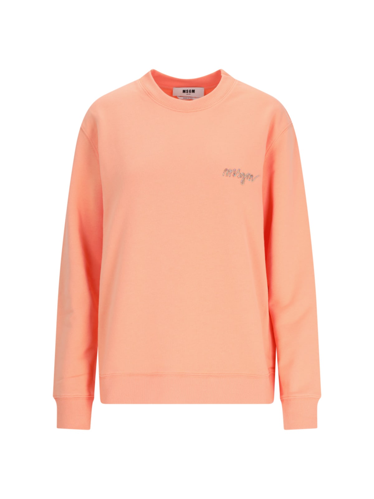 Shop Msgm Logo Crew Neck Sweatshirt In Orange