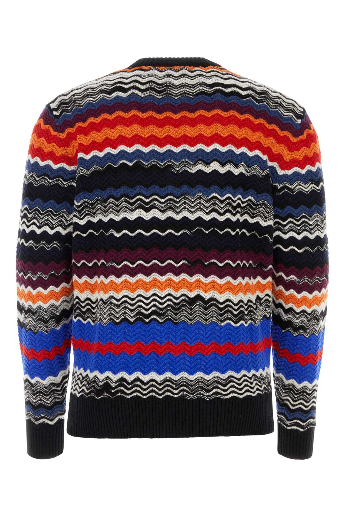 Shop Missoni Embroidered Stretch Wool Blend Sweater In Orangeblackredbluewhite
