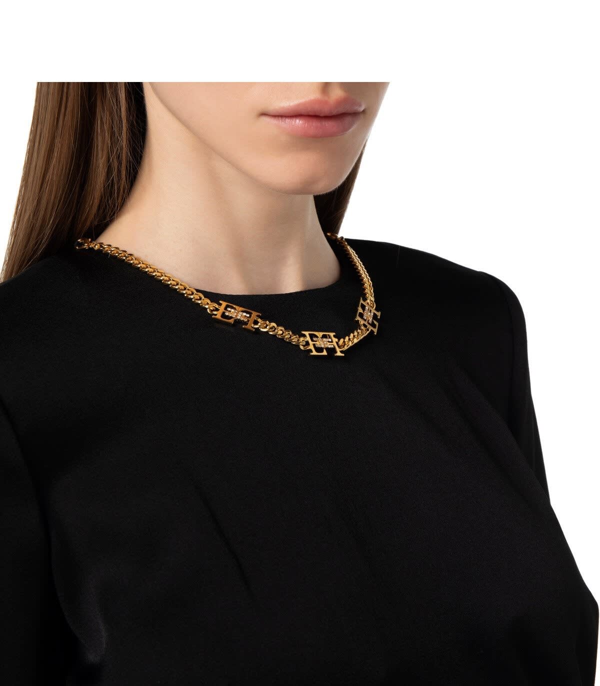 Shop Elisabetta Franchi Asymmetrical Crepe Round-neck Dress In Nero