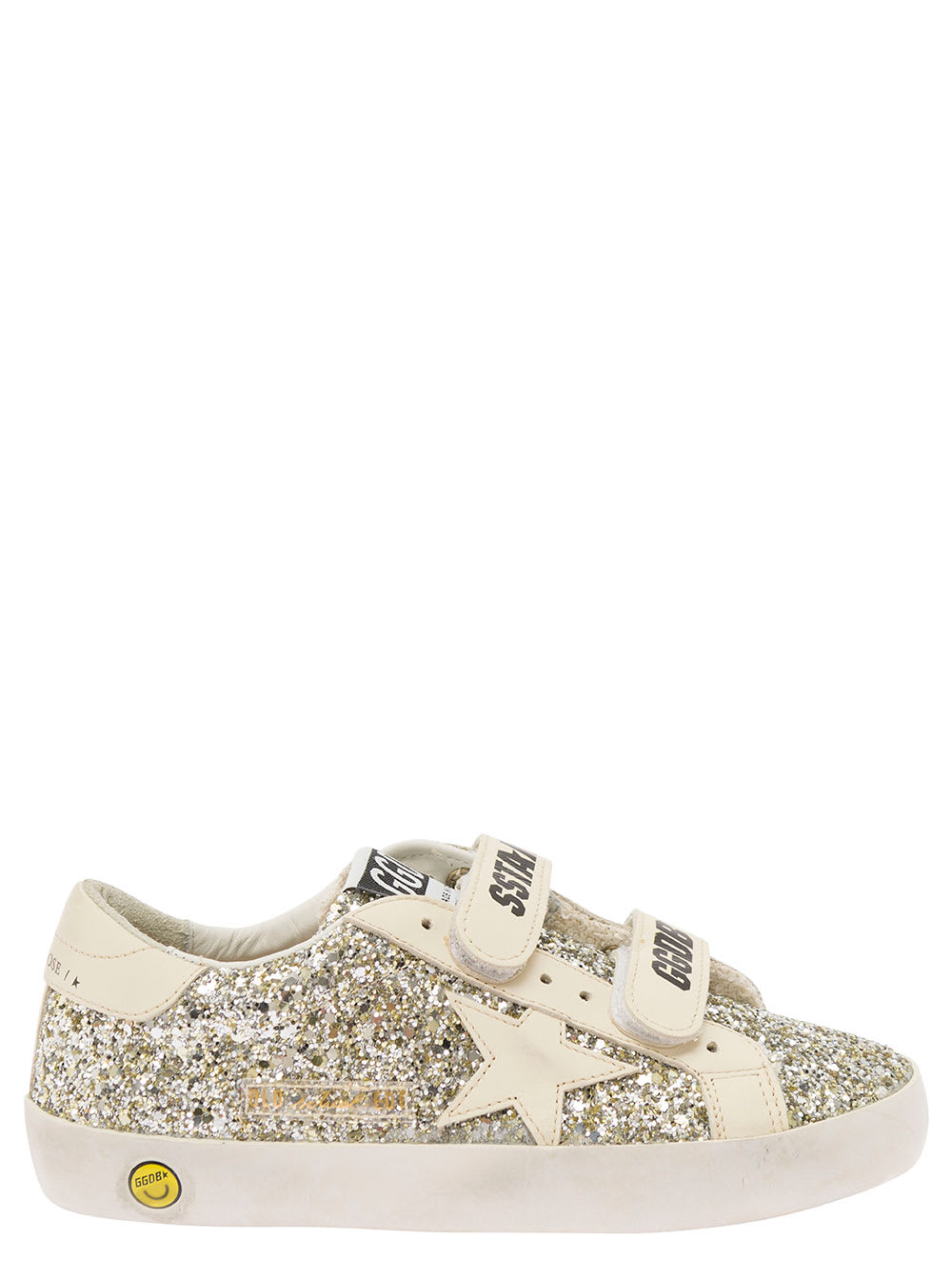 Shop Golden Goose White Low Top Sneakers With All-over Glitters In Tech Fabric Girl In Grey