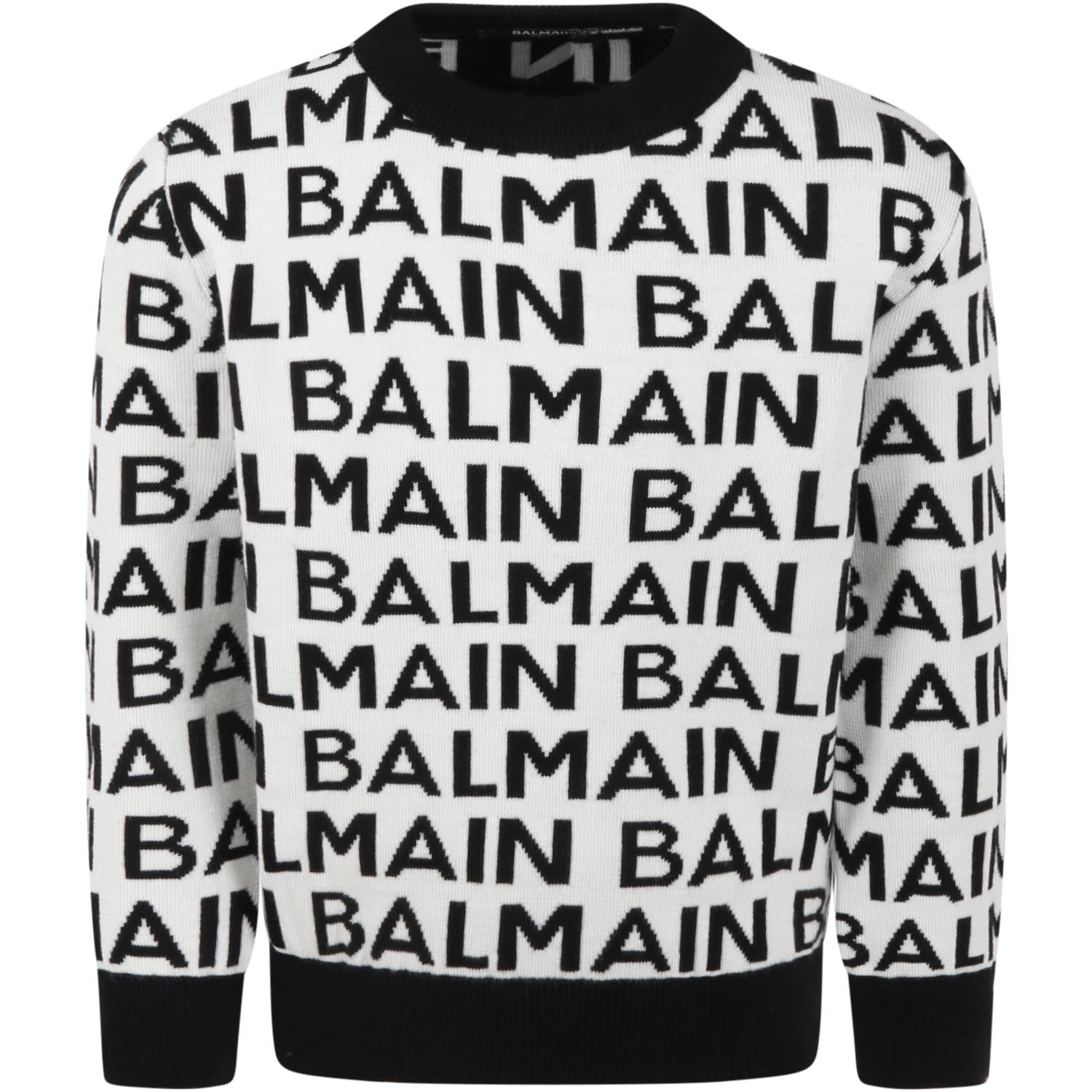Balmain White Sweater For Kids With Logos