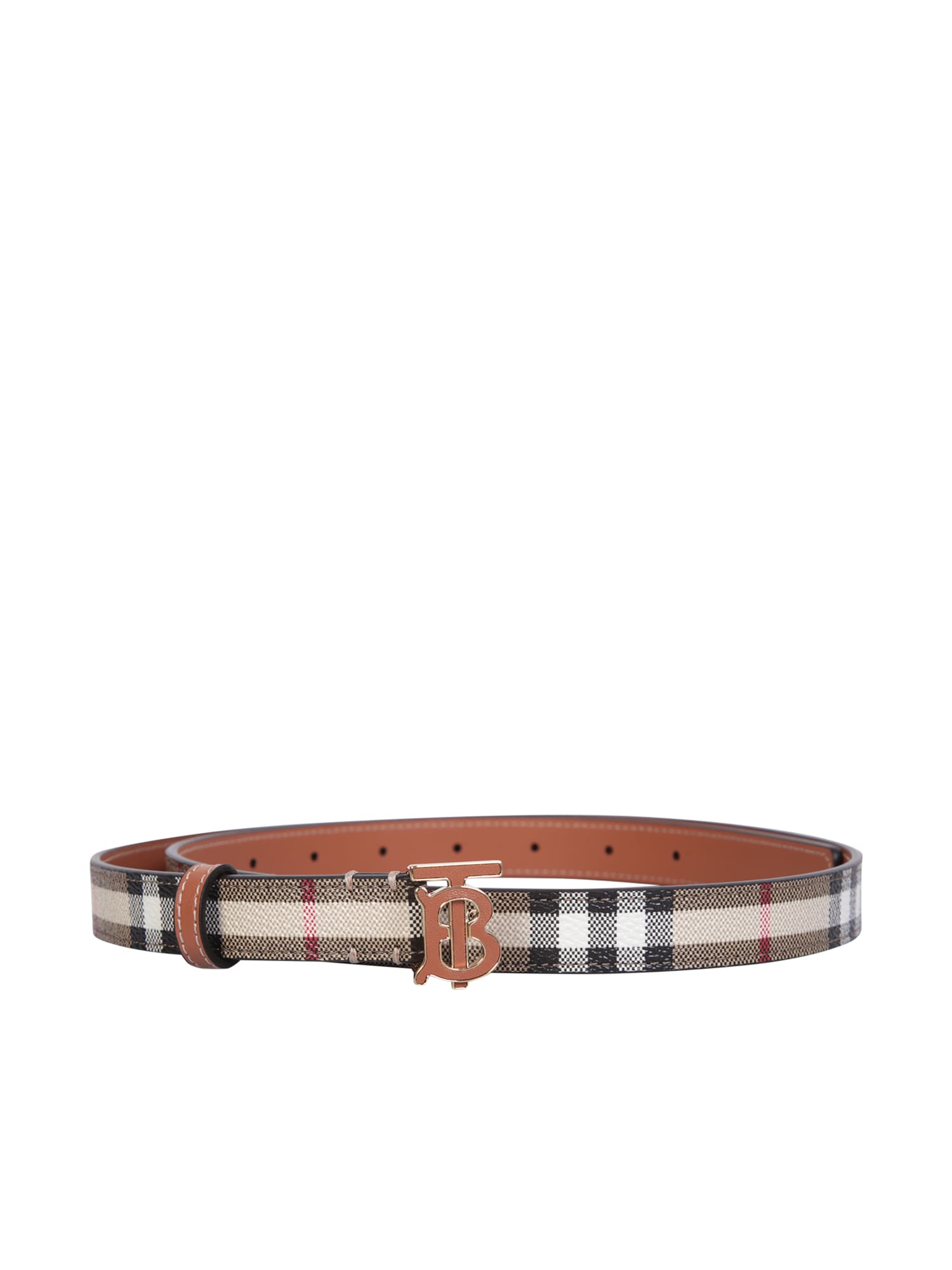 Burberry Malt Brown/Black Ladies TB Buckle Reversible Leather Belt