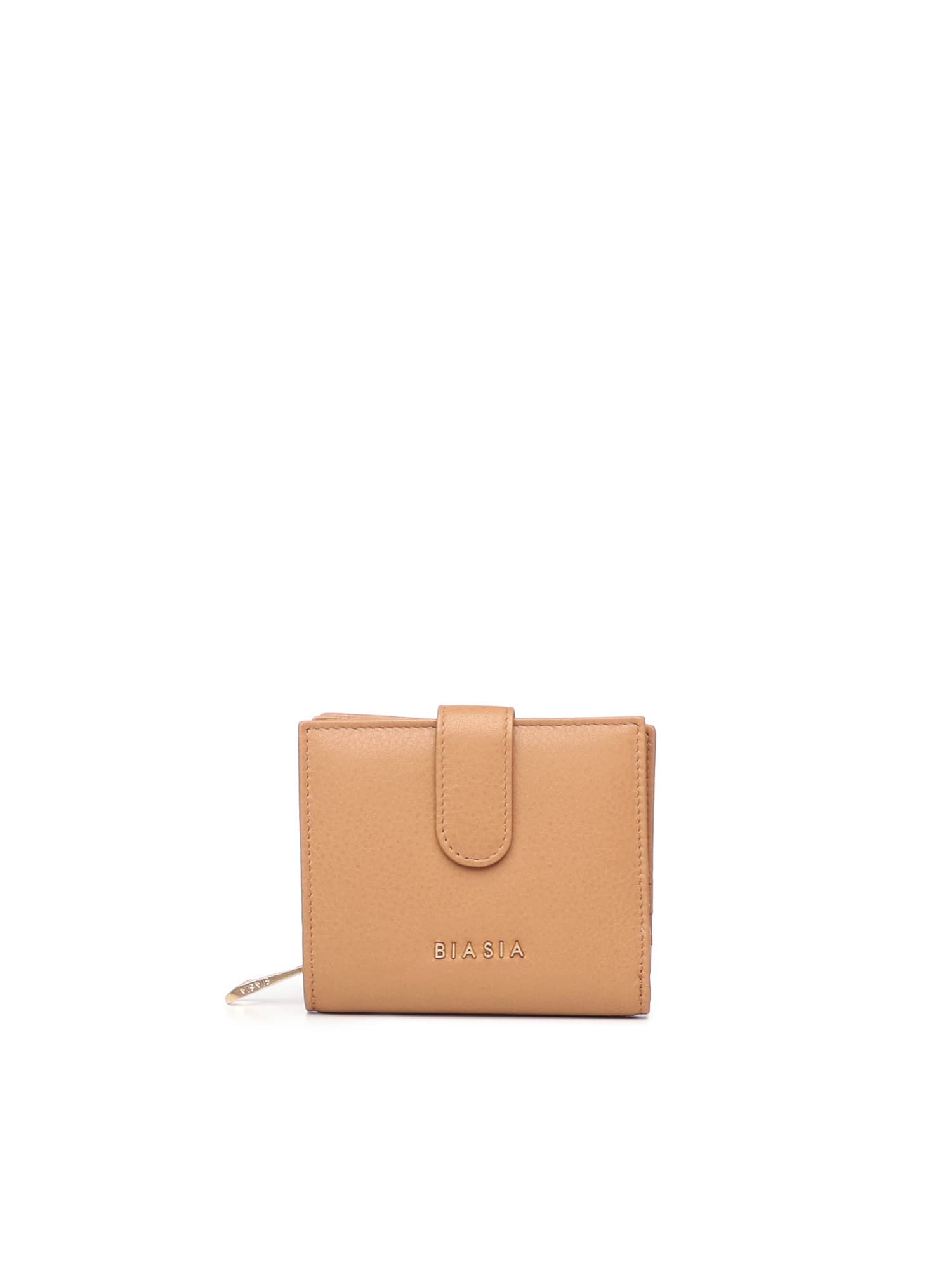 Biasia Leather Wallet With Logo In Brown