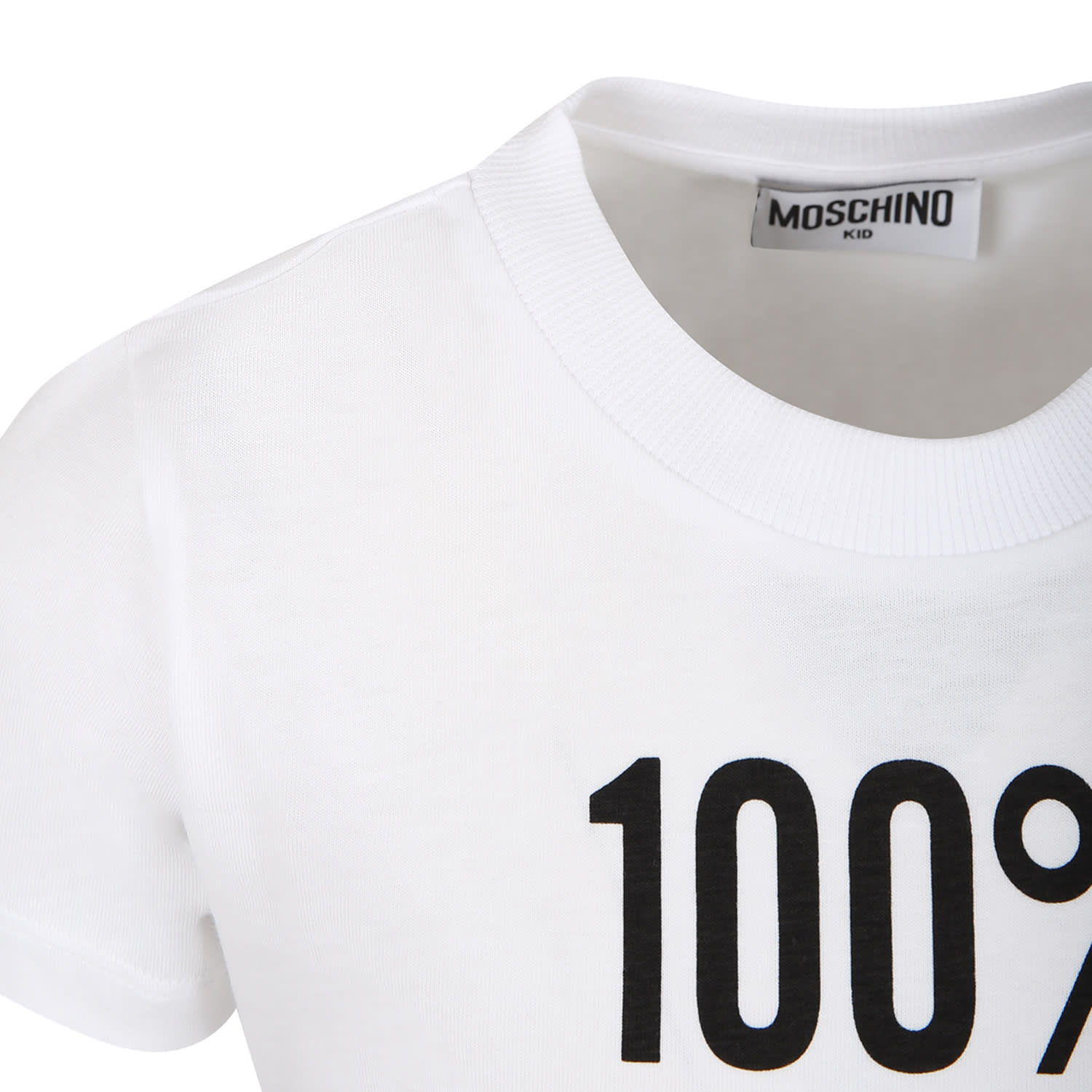 Shop Moschino White T-shirt For Kids With Black Print