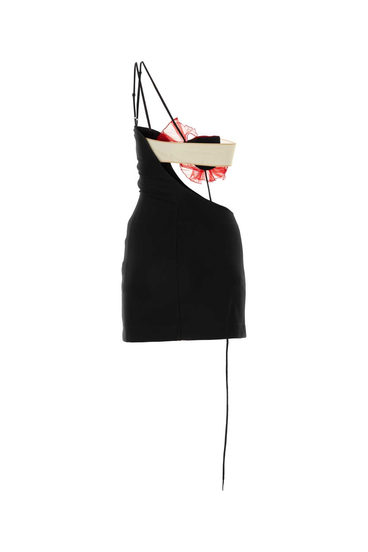 Nensi Dojaka Black Stretch Viscose Blend Mini Dress In Blackred