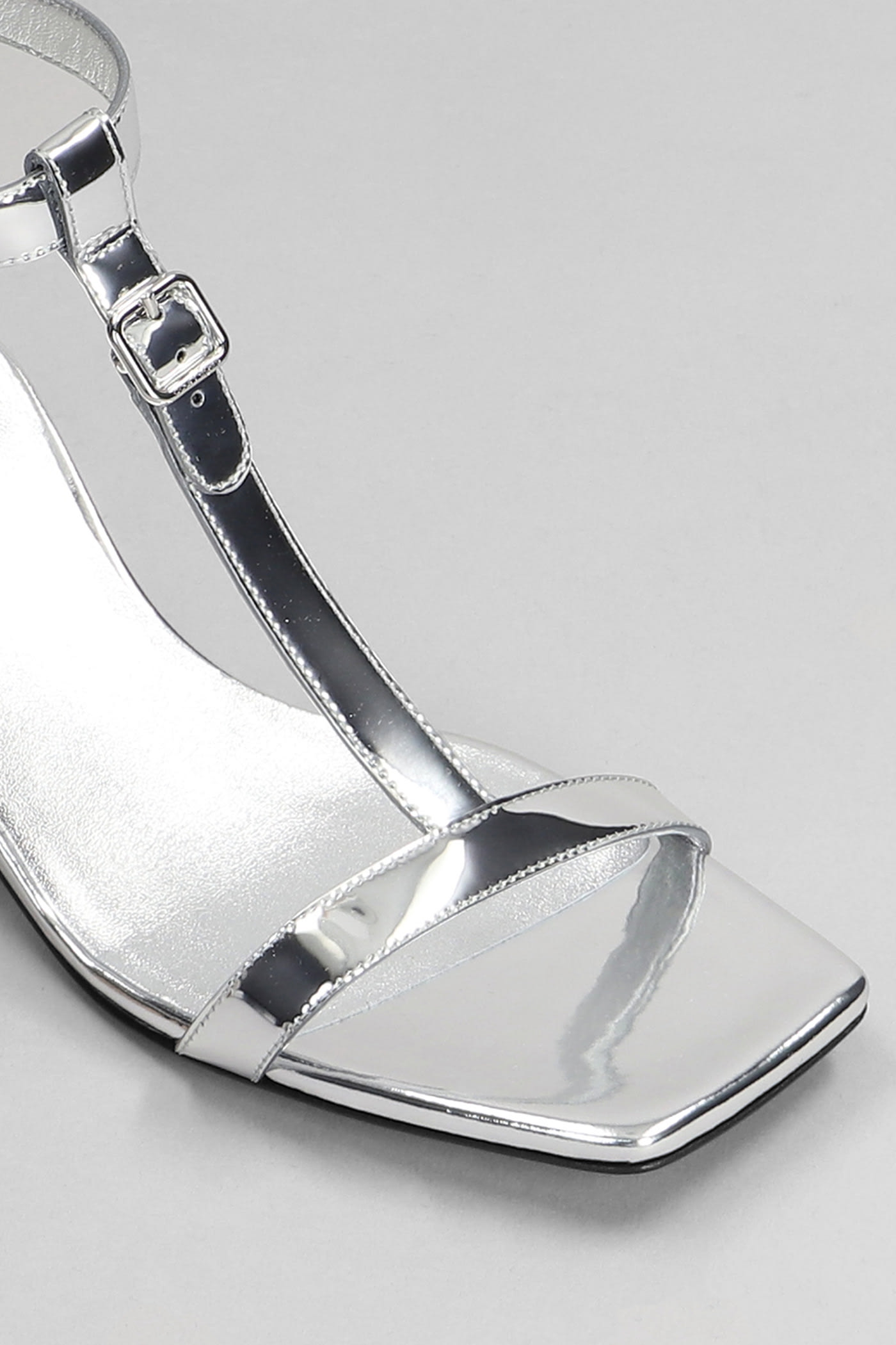 Shop Courrèges Sandals In Silver Patent Leather