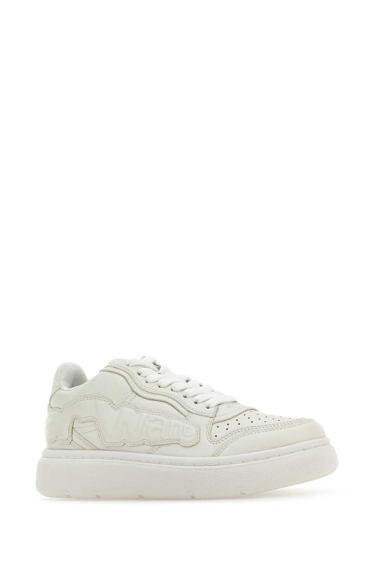 Alexander Wang White Leather Puff Sneakers In Opticwhite