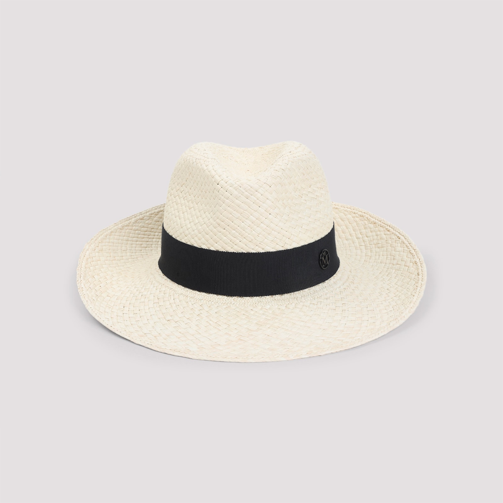 Maison Michel Eric Ribbon On Brisa Wide Brim Hat In White