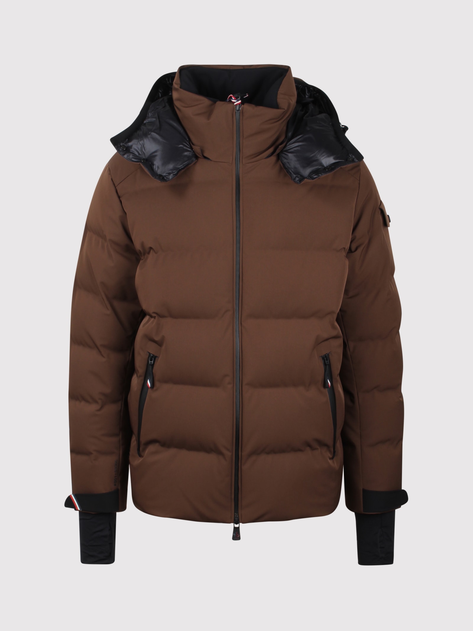 Shop Moncler Short Down Jacket Montgetech In Brown