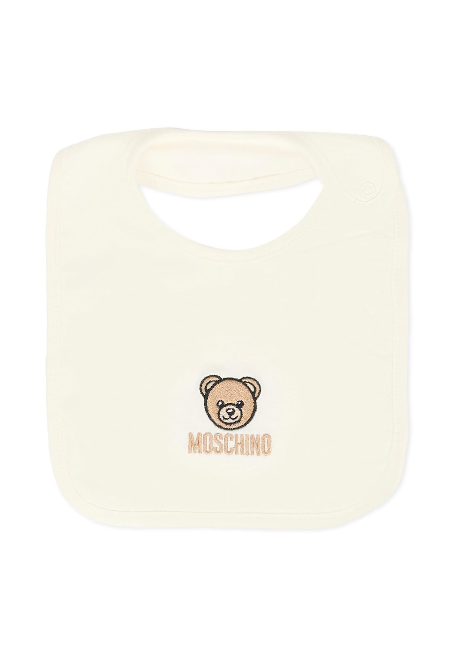 Moschino Ivory Babygrow Set For Babykids With Teddy Bear In White