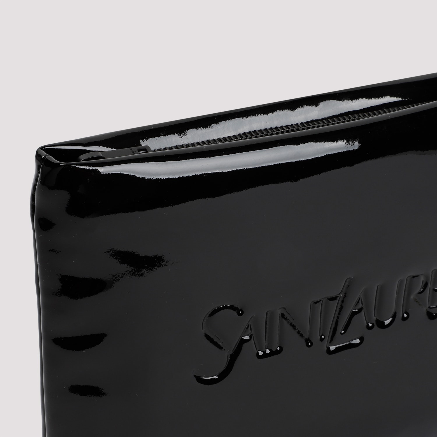 Shop Saint Laurent Polyurethane Pouch In Nero