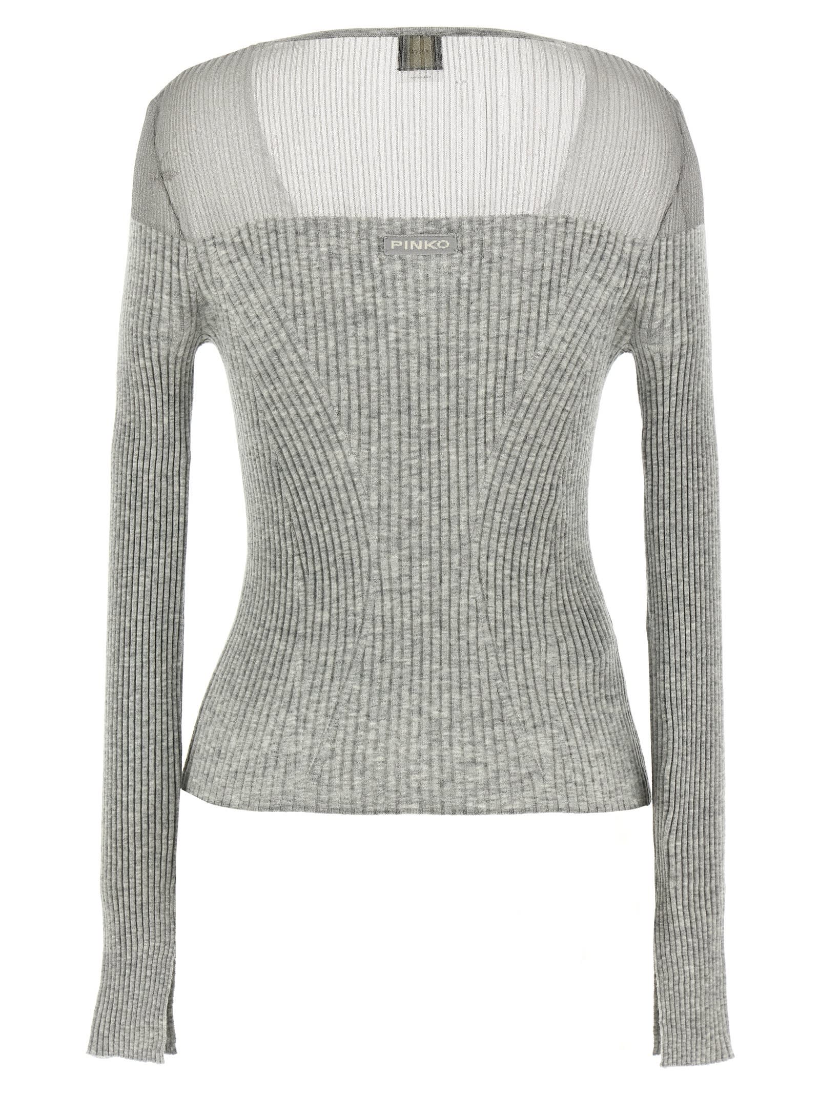 Pinko Long-sleeved Knitted Cardigan In Gray