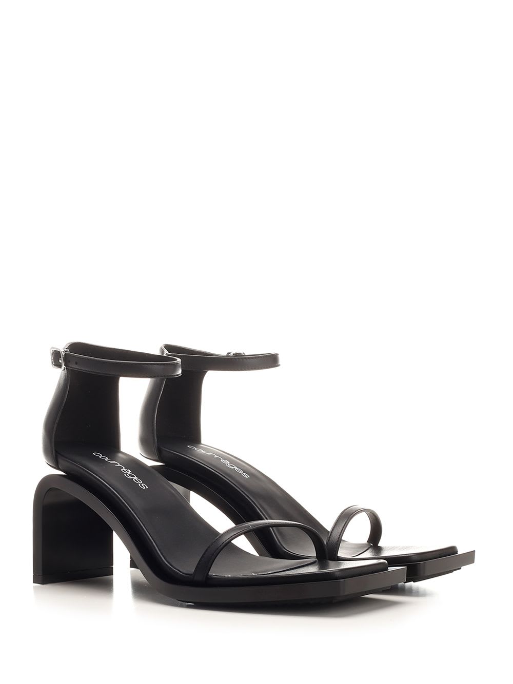 Shop Courrèges Stream Sandals In Black Lambskin