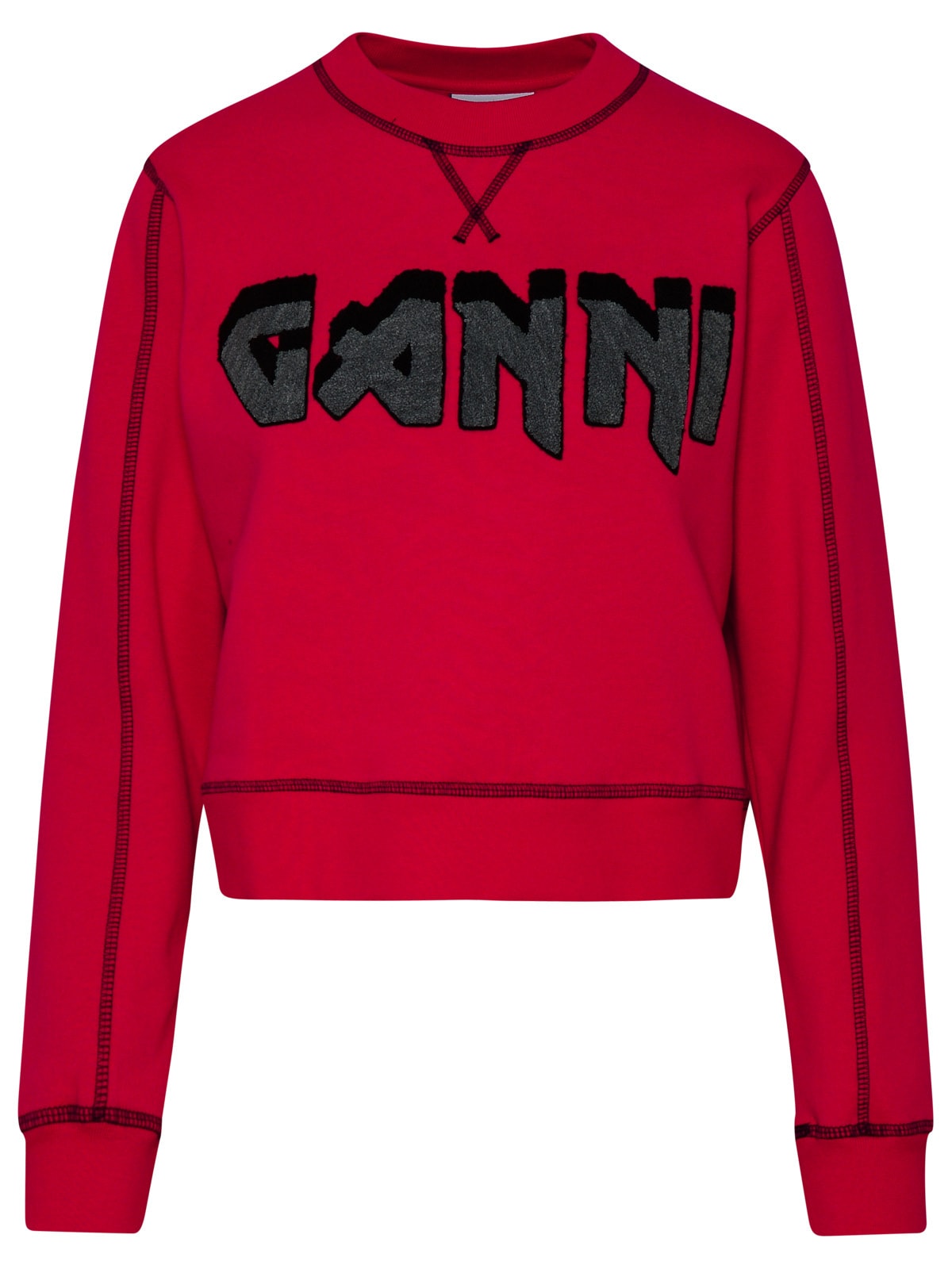 Shop Ganni Fuchsia Cotton Sweatshirt In Fucsia
