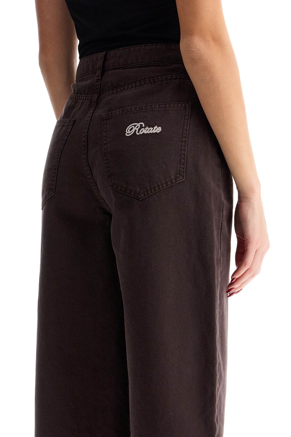 Shop Rotate Birger Christensen Wide Leg Five-pocket Pants With A Relaxed In Chocolate Plum (brown) (brown)