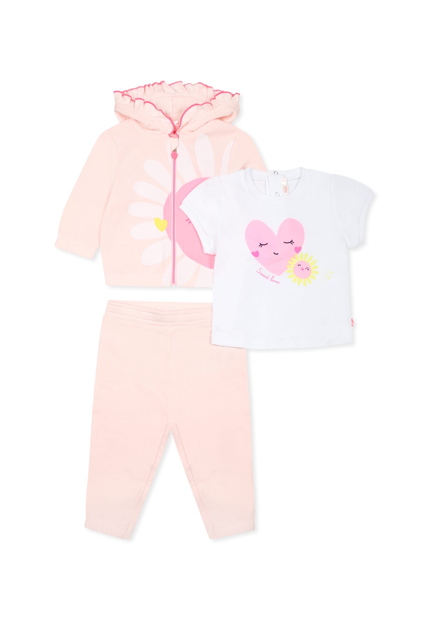 Billieblush Pink Suit For Baby Girl With Flower In Pink