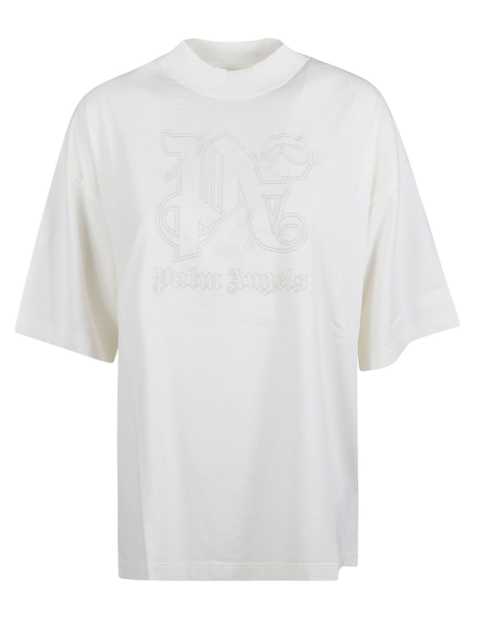 Shop Palm Angels Monogram Statement Loose Fit T-shirt In Off-white