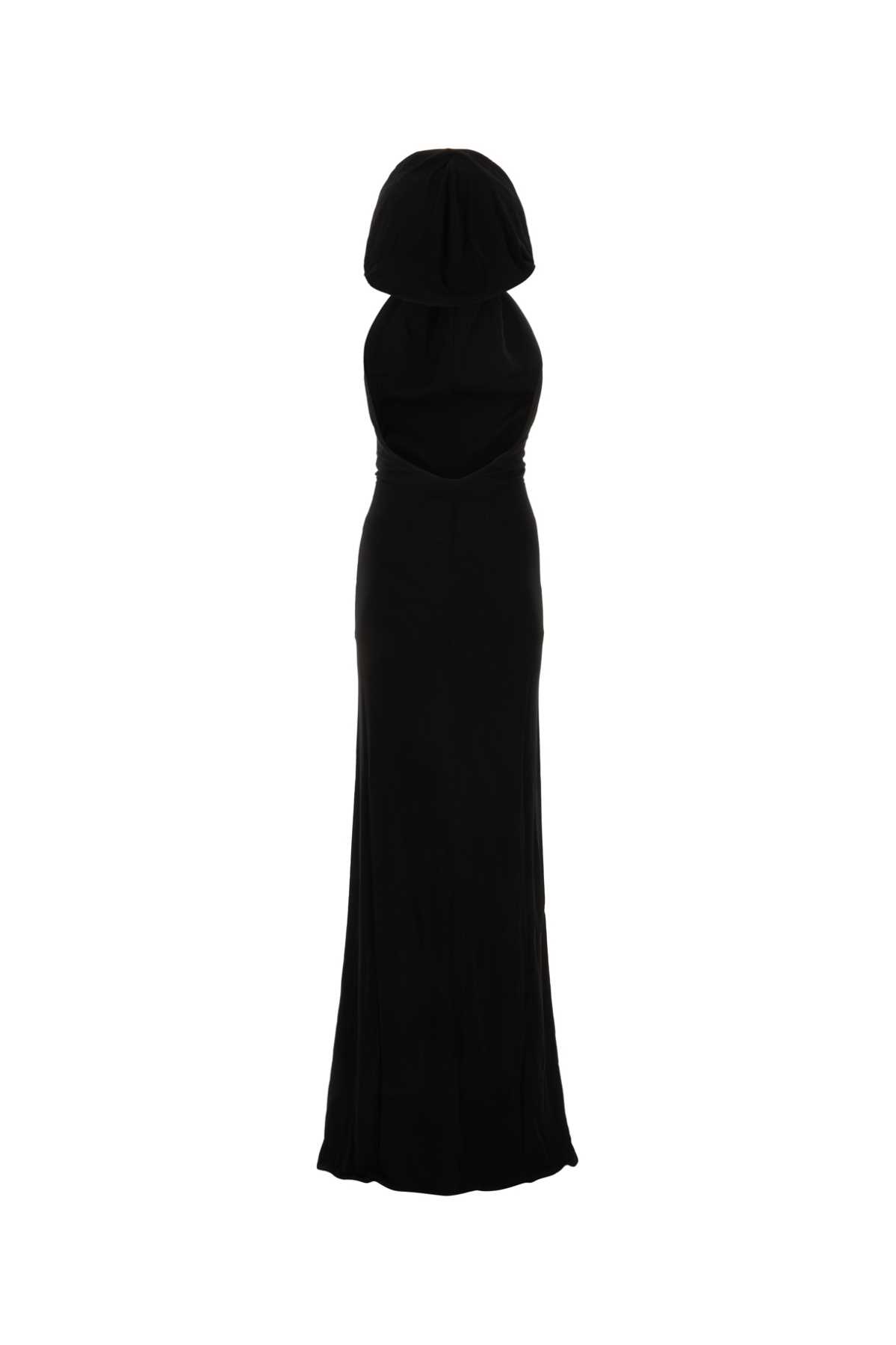 Shop Saint Laurent Black Crepe Long Dress In Noir