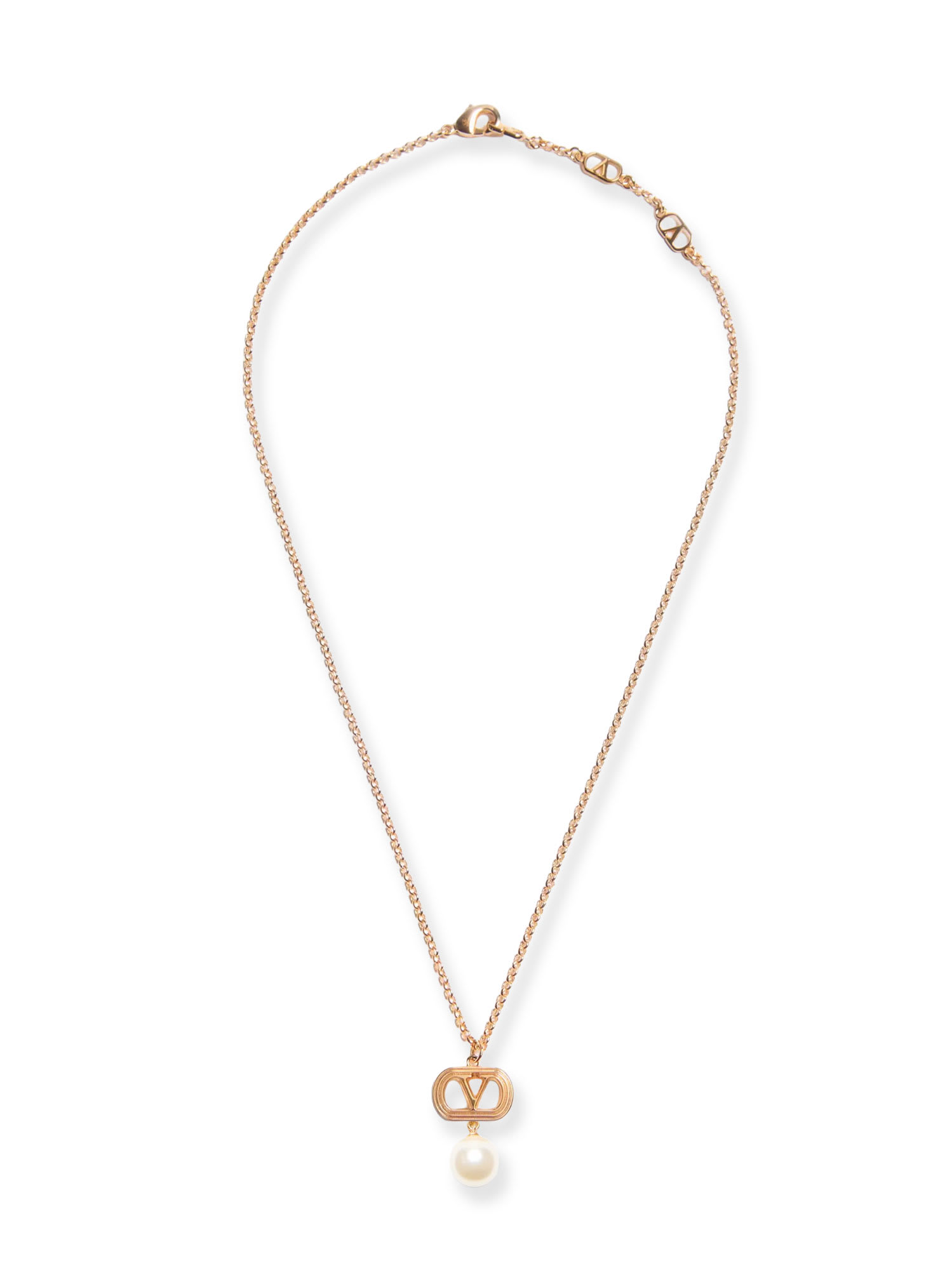 Valentino Garavani Ovalette Metal Necklace In Gold