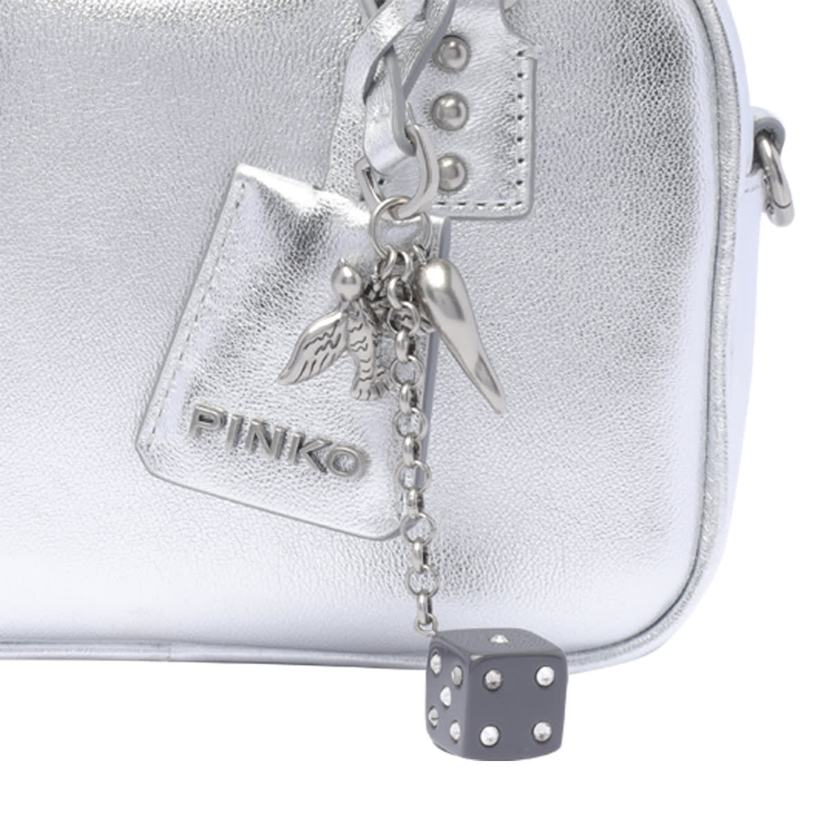 Shop Pinko Mini Bowling Bag In Silver