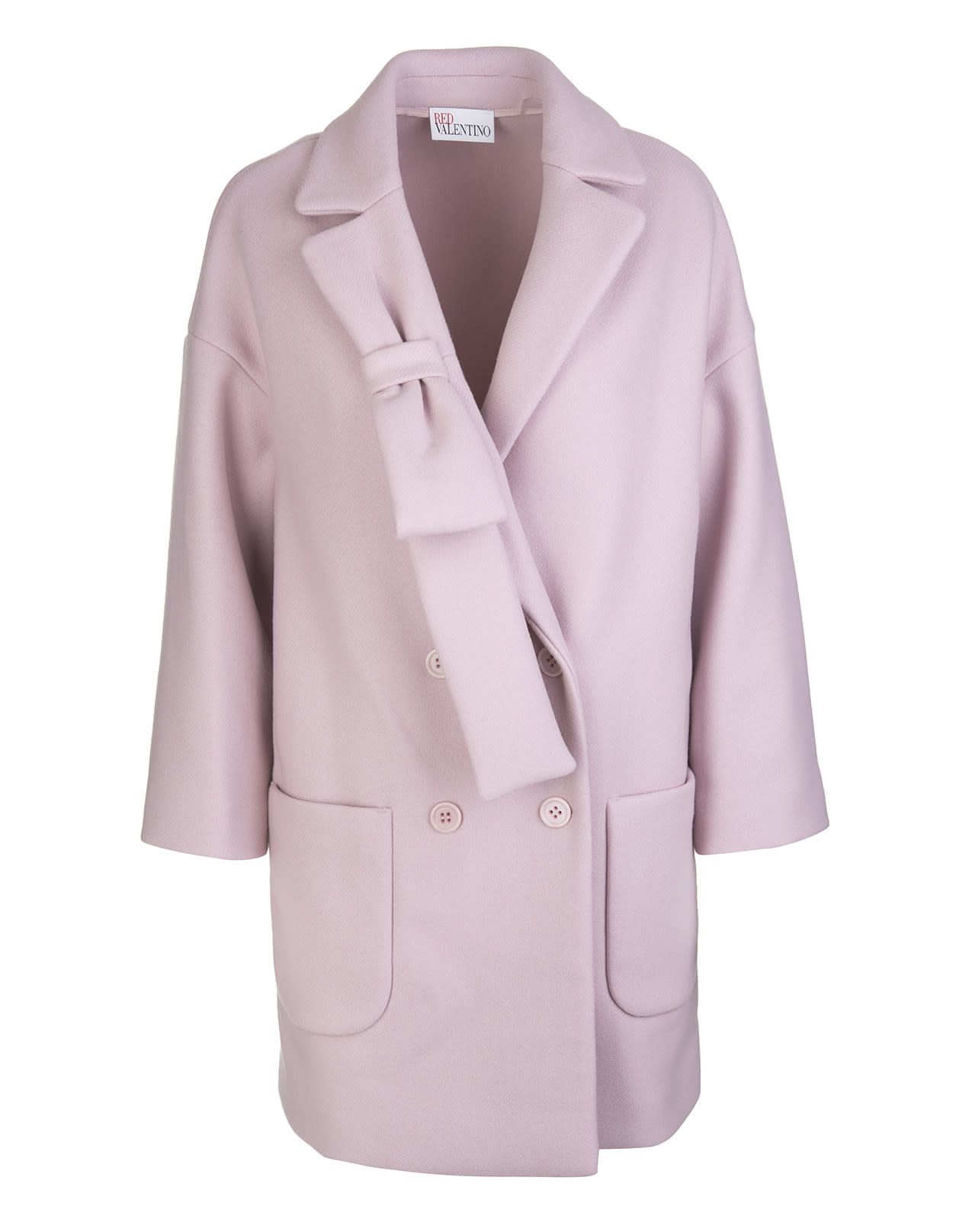 RED Valentino Pink Coat In Double Cashmere Cloth With Bow