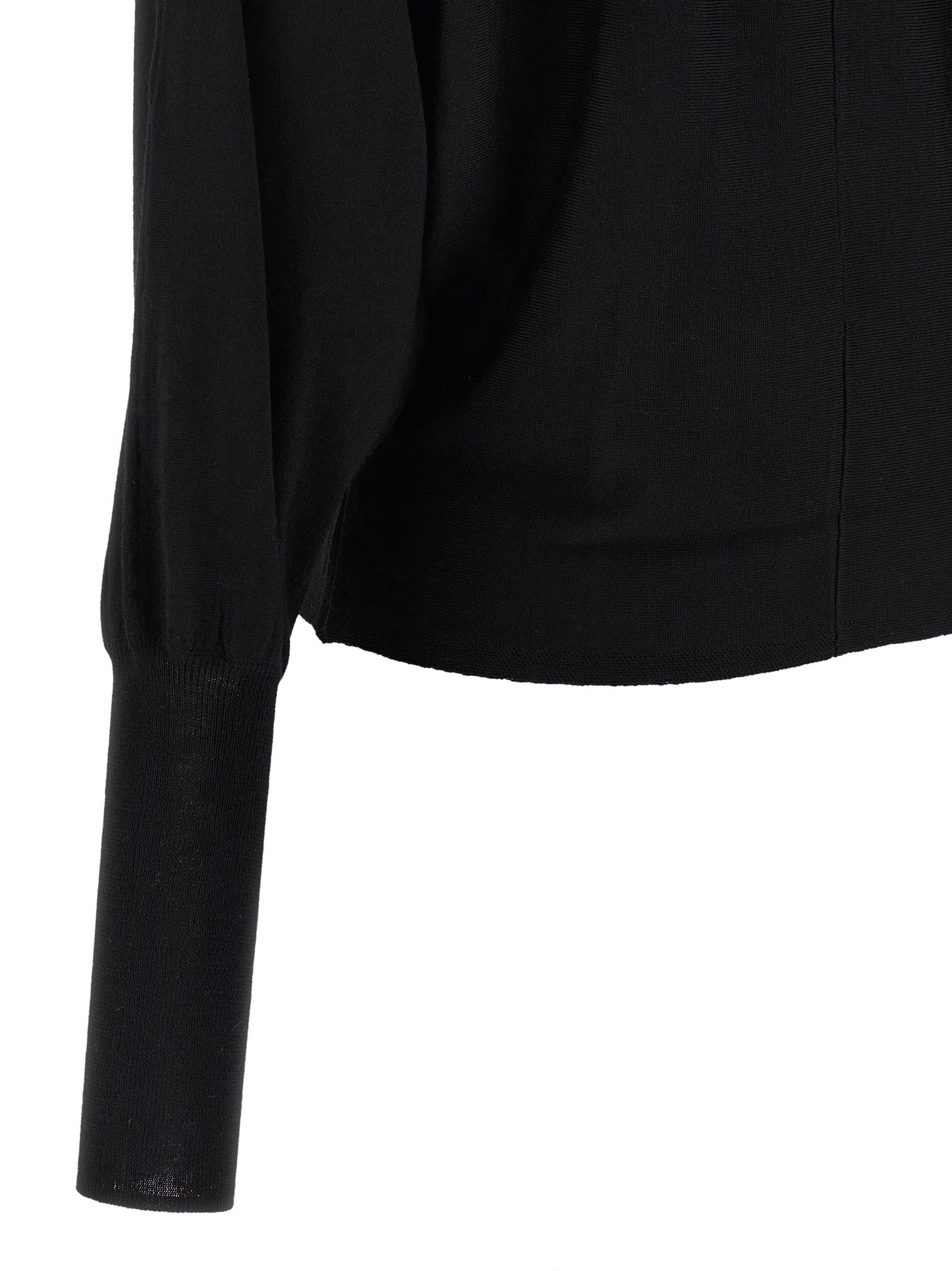 Nude Wool Sweater With Bat Sleeves In Black