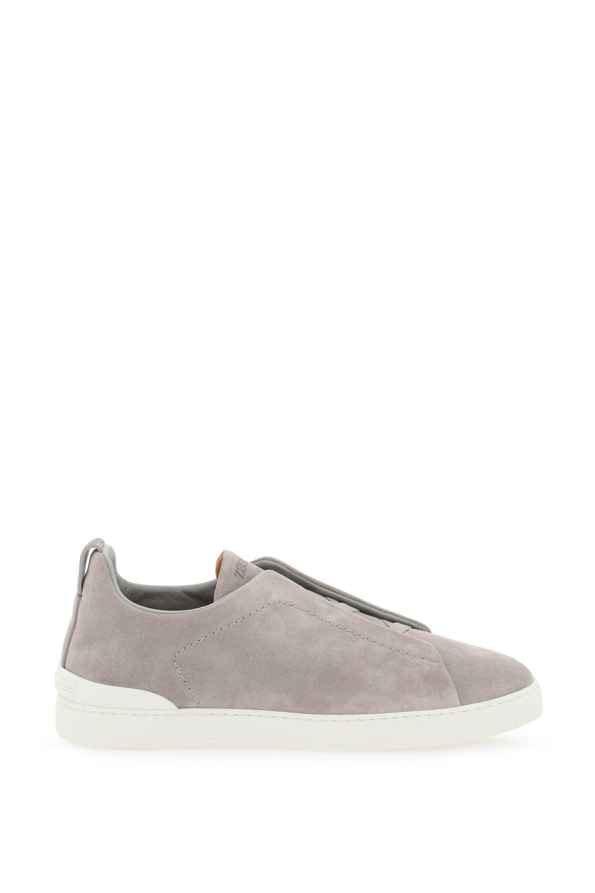 Shop Zegna Triple Stitch Slip-on Sneakers In Grey