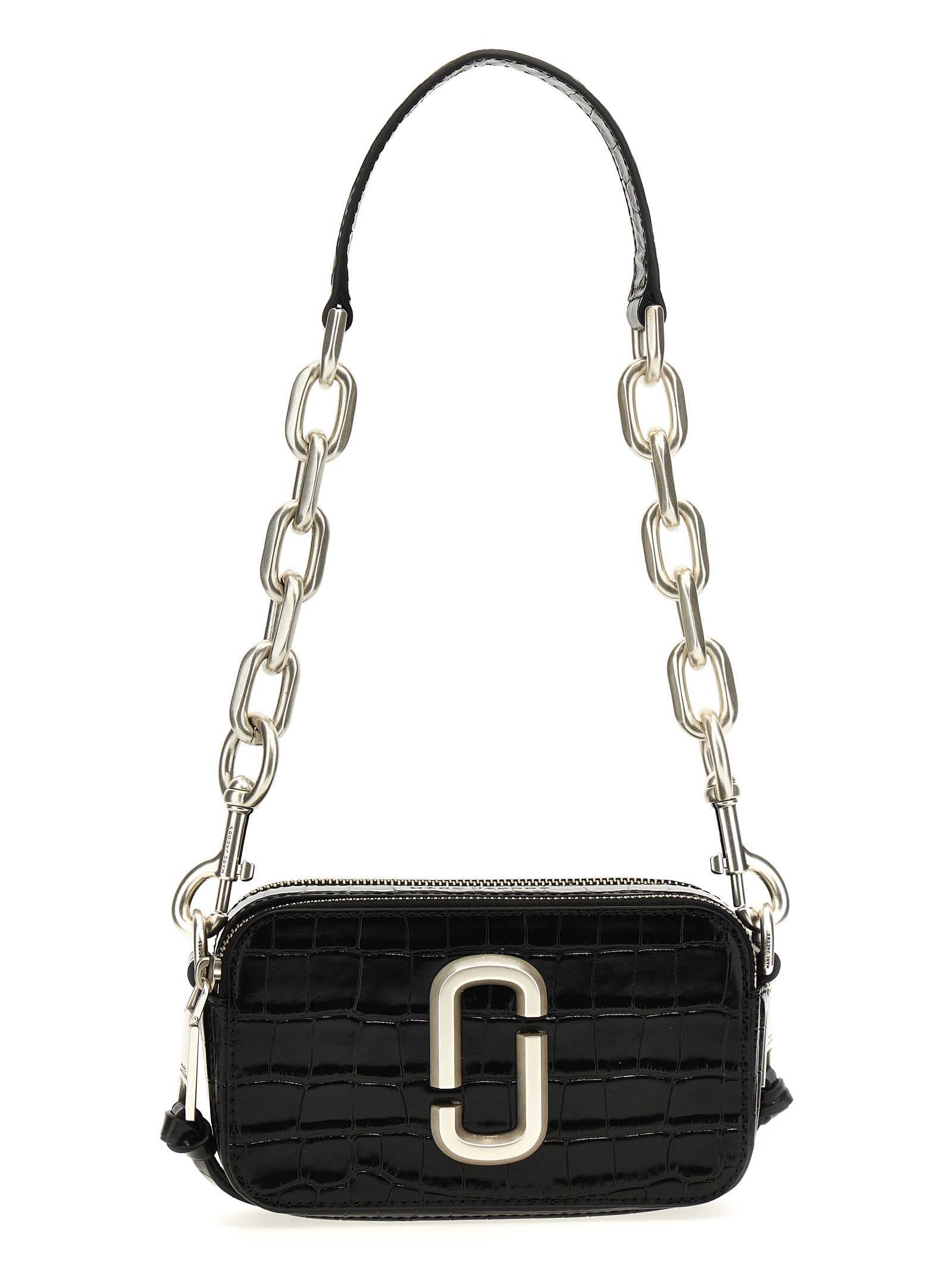 Marc Jacobs The Snapshot Croc Chain Black Leather Camera Bag