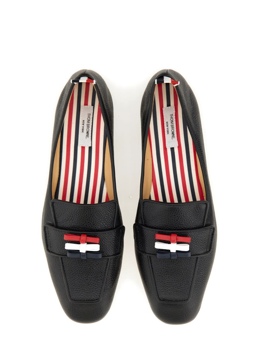 Shop Thom Browne Three Bow Moccasin In Black