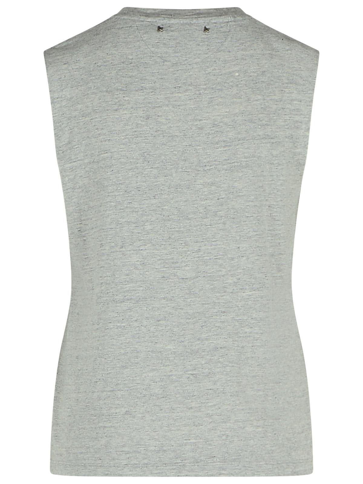 Golden Goose Grey Crewneck Top With Logo Lettering Print On The Front In Black