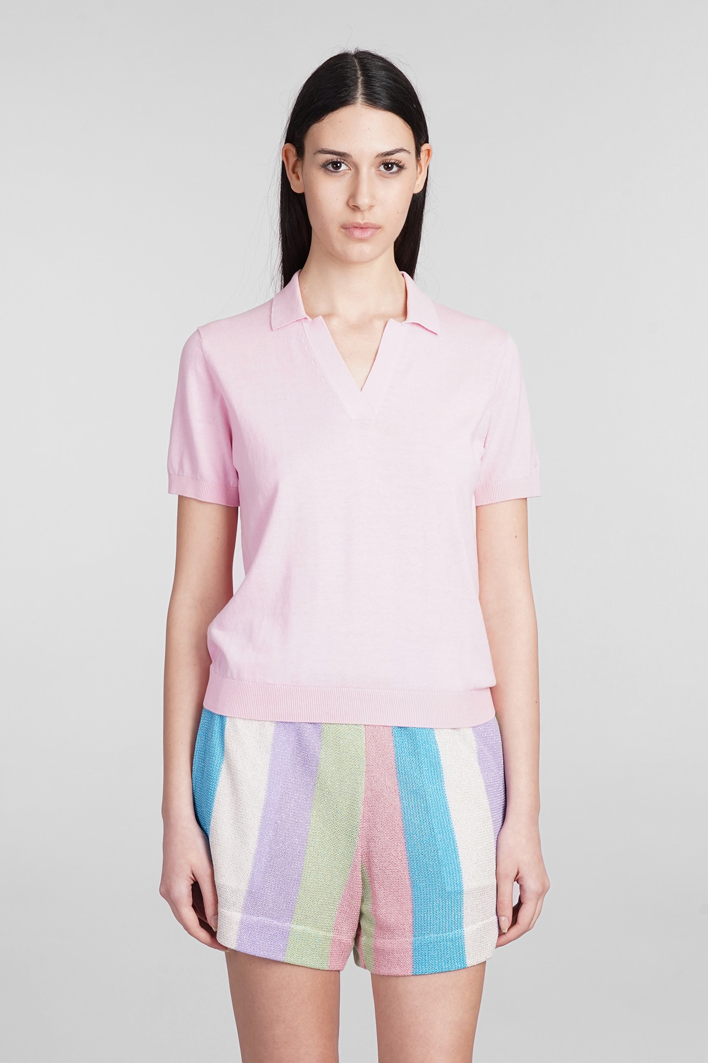 Evonne Polo In Rose-pink Cotton