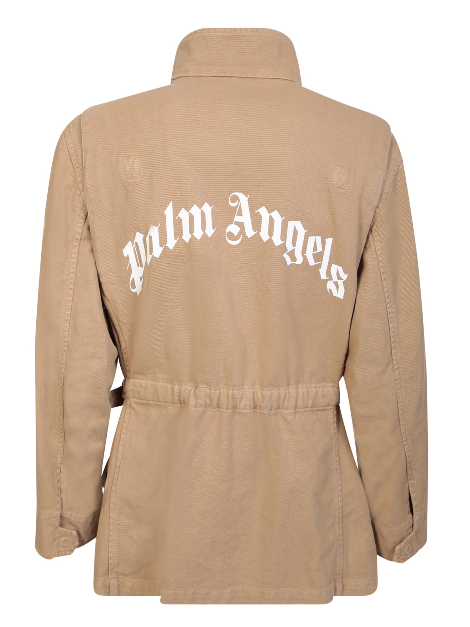 Shop Palm Angels Logo Print Track Jacket In Beige