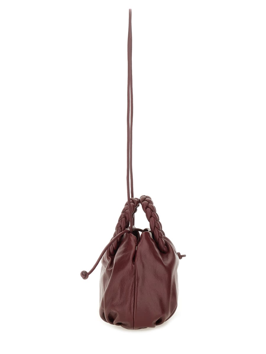 Hereu Braided Handle Shoulder Bag With Long Strap In Burgundy