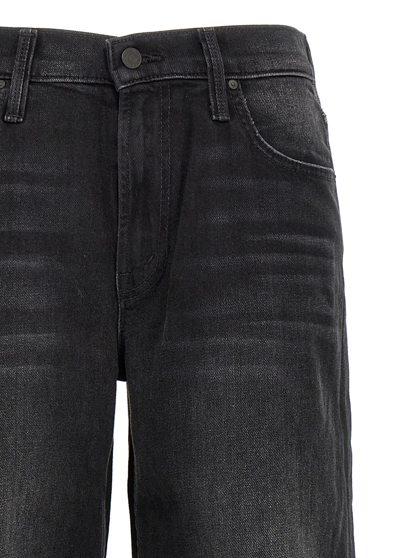 Mother Patch Pocket Rambler Zip Sneak Vroom Wide Straight Leg Jean In Black