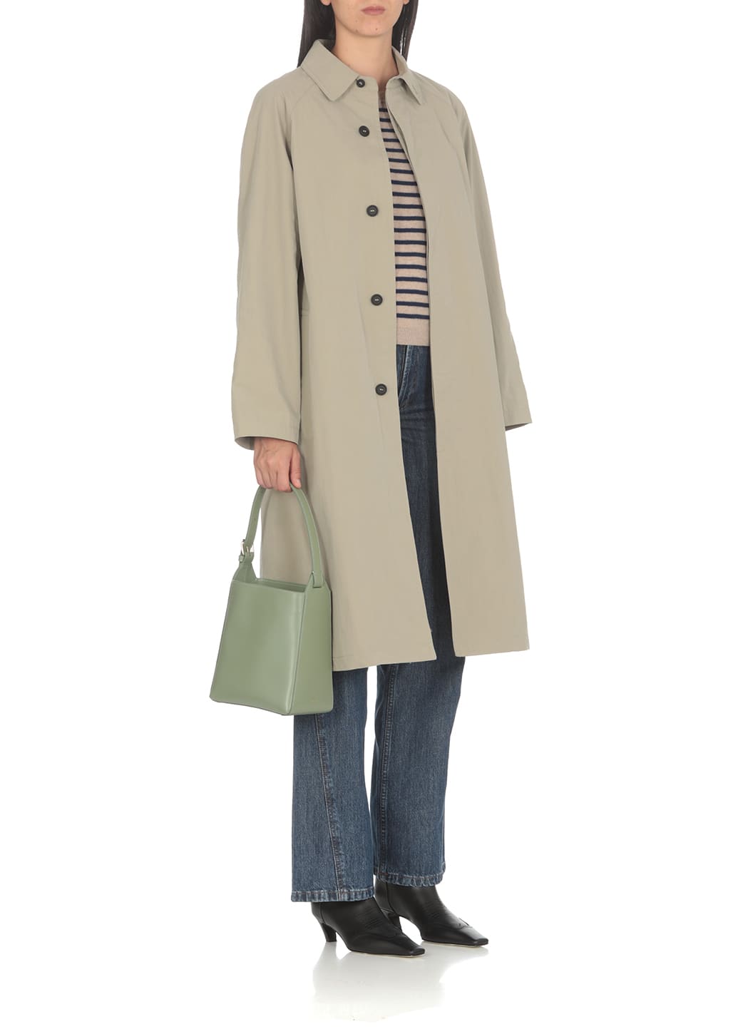 Apc Regular Fit Striped Round Neckline Sweater In Beige