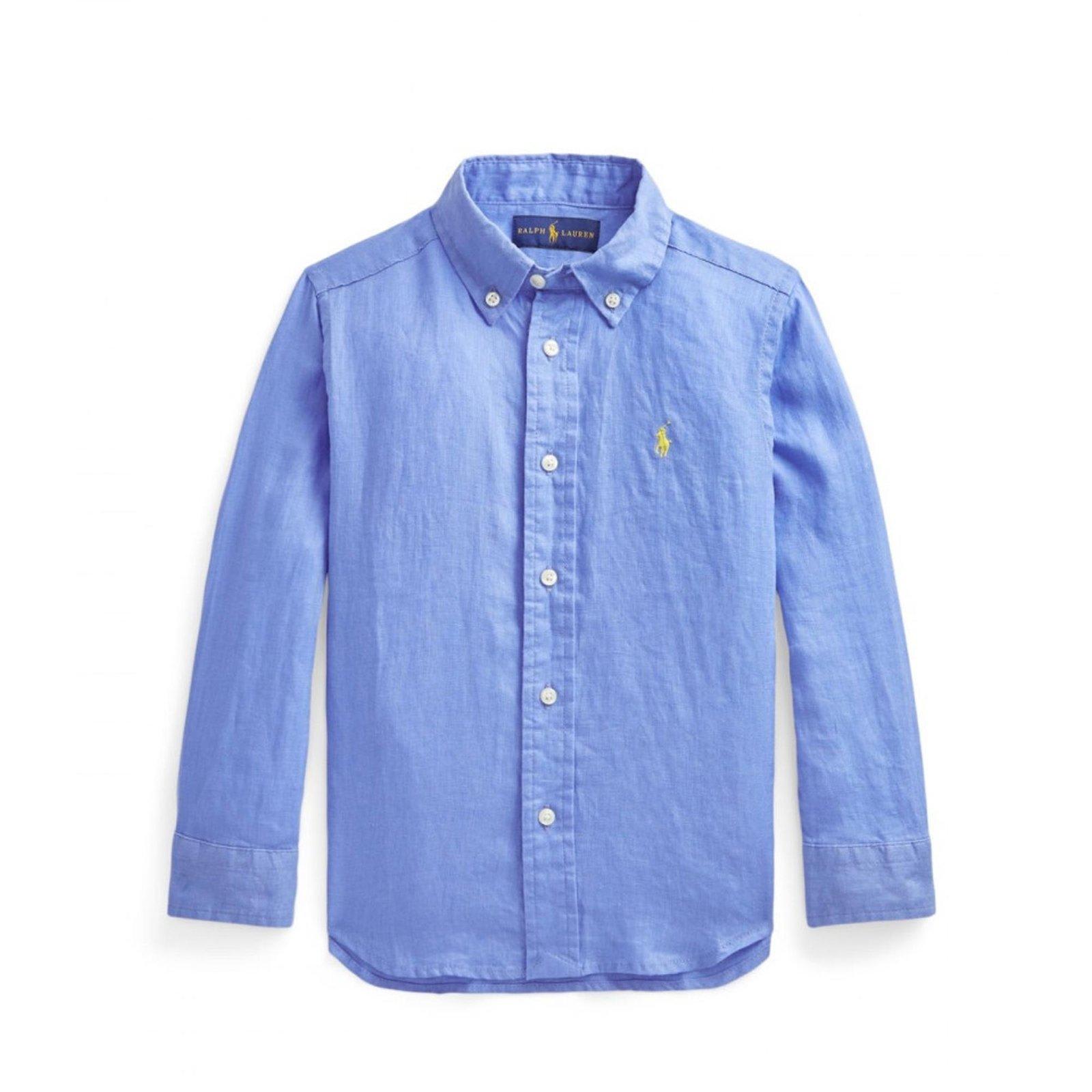 Shop Ralph Lauren Logo Embroidered Long Sleeved Shirt In Azzurro