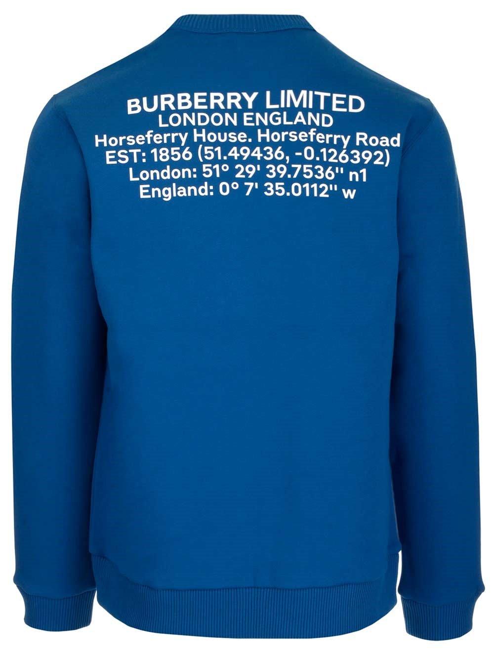 Shop Burberry Location-printed Crewneck Sweatshirt In Blue