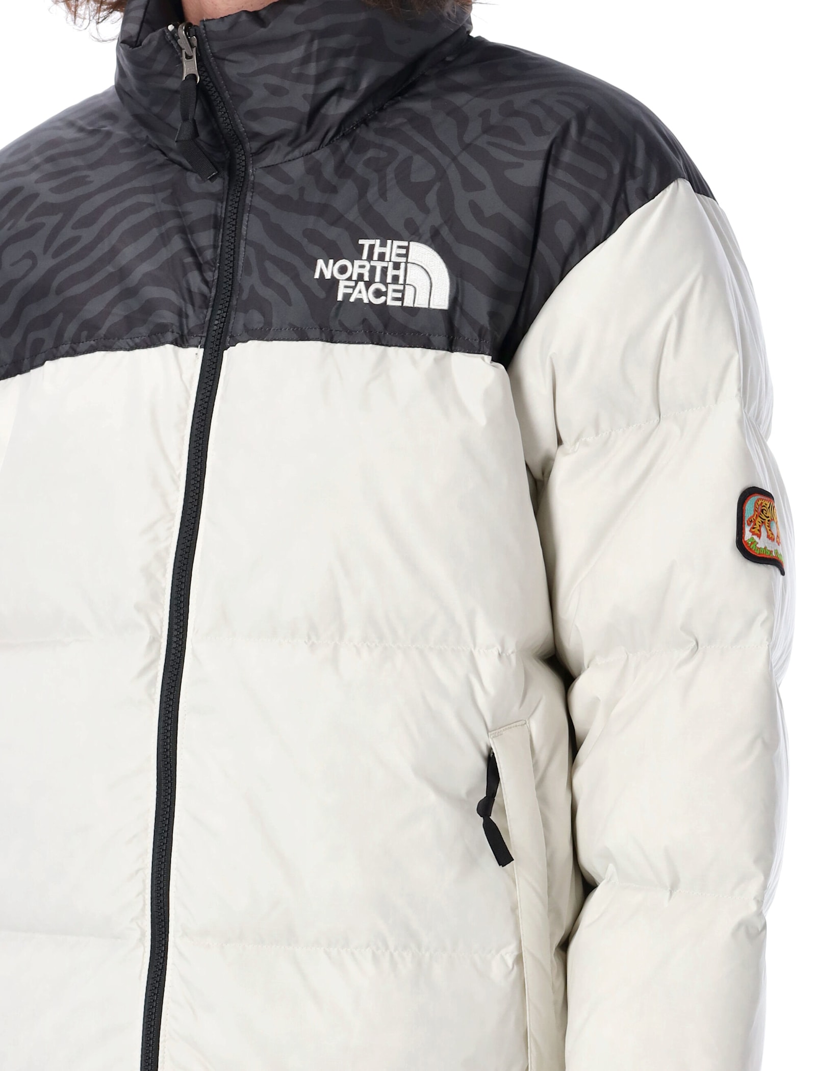 Shop The North Face 1996 Retro Nuptse Down Jacket In White Dune/tnf Black Tn