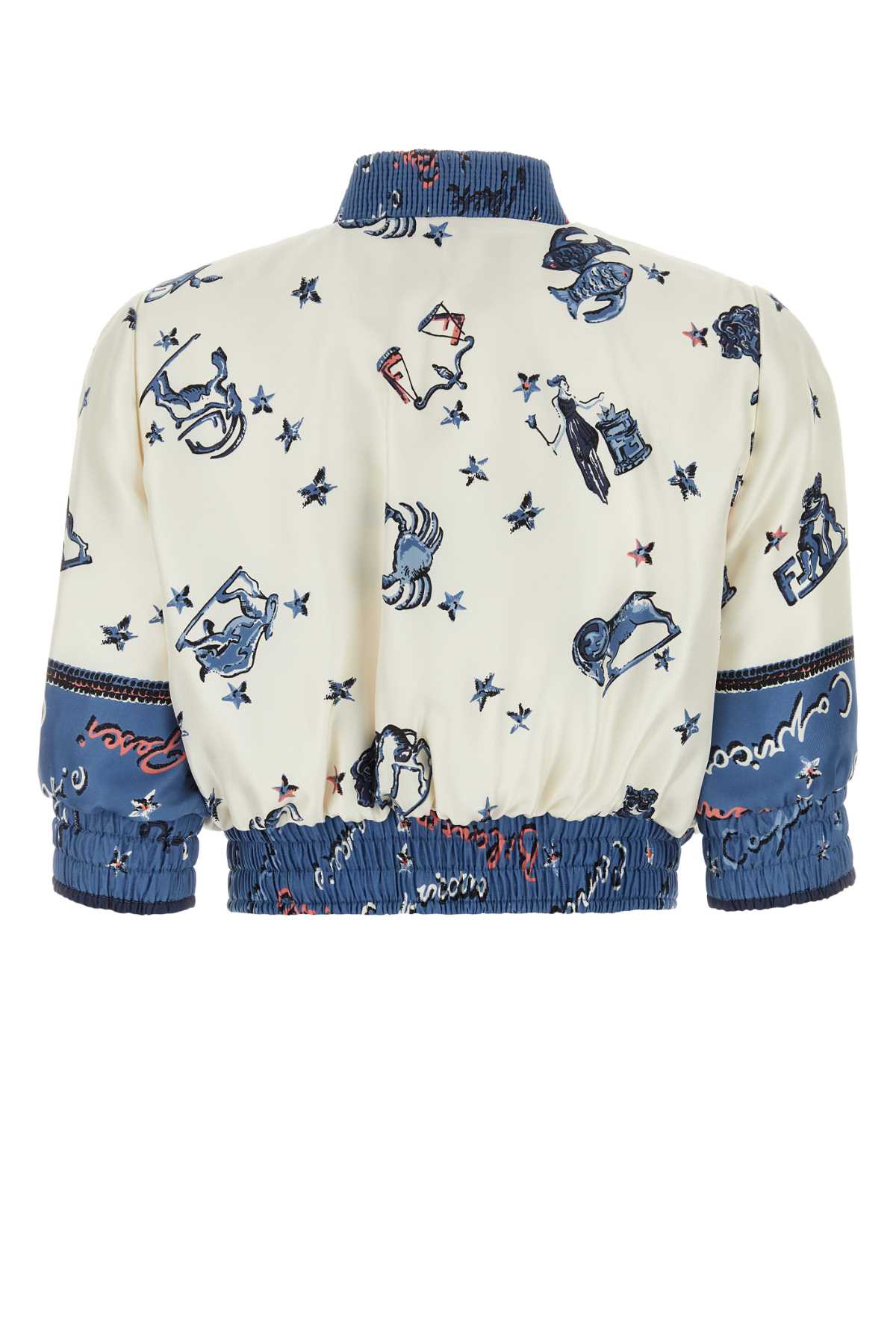 Shop Fendi Printed Satin Bomber Jacket In Perfect