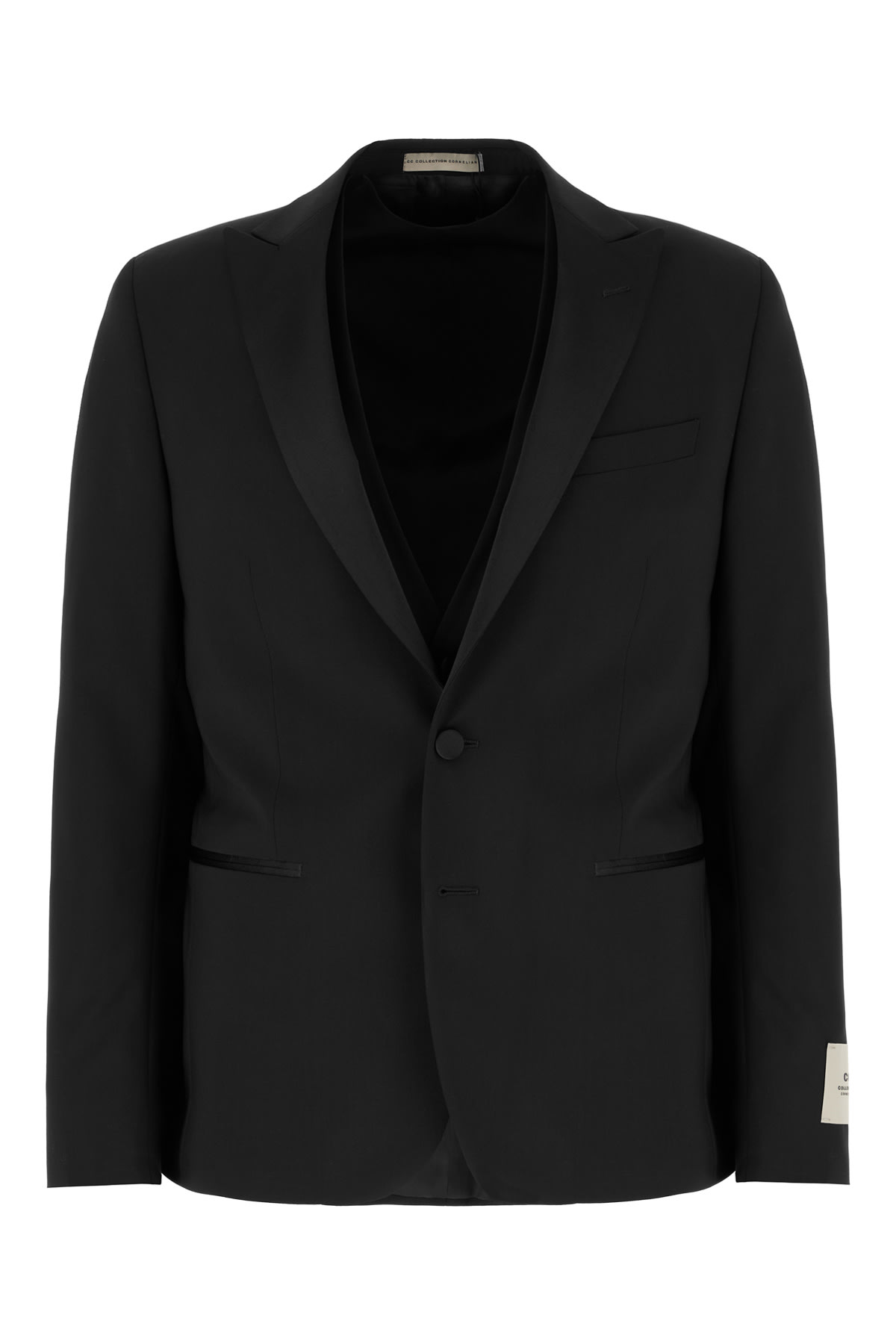 Corneliani Black Stretch Wool Suit In Nero