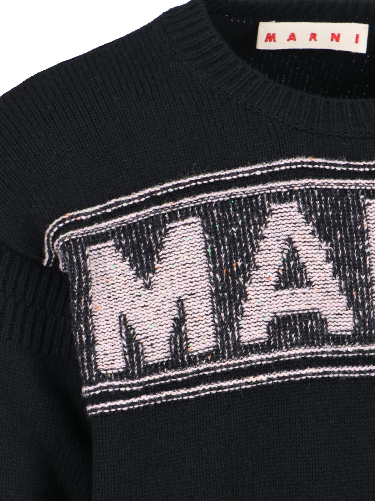 Shop Marni Logo Crewneck Jumper In Blue