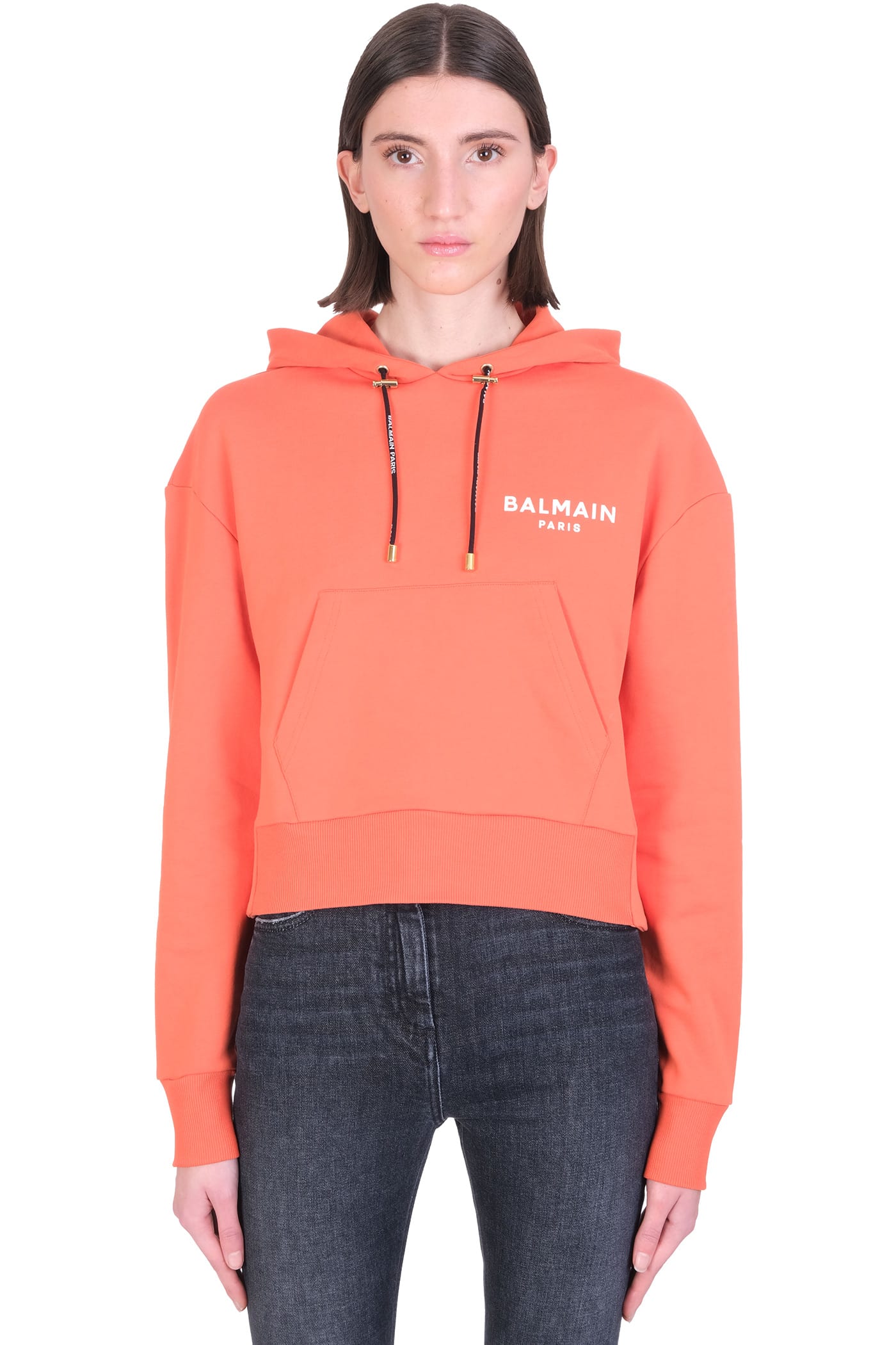 Balmain Sweatshirt In Orange Cotton