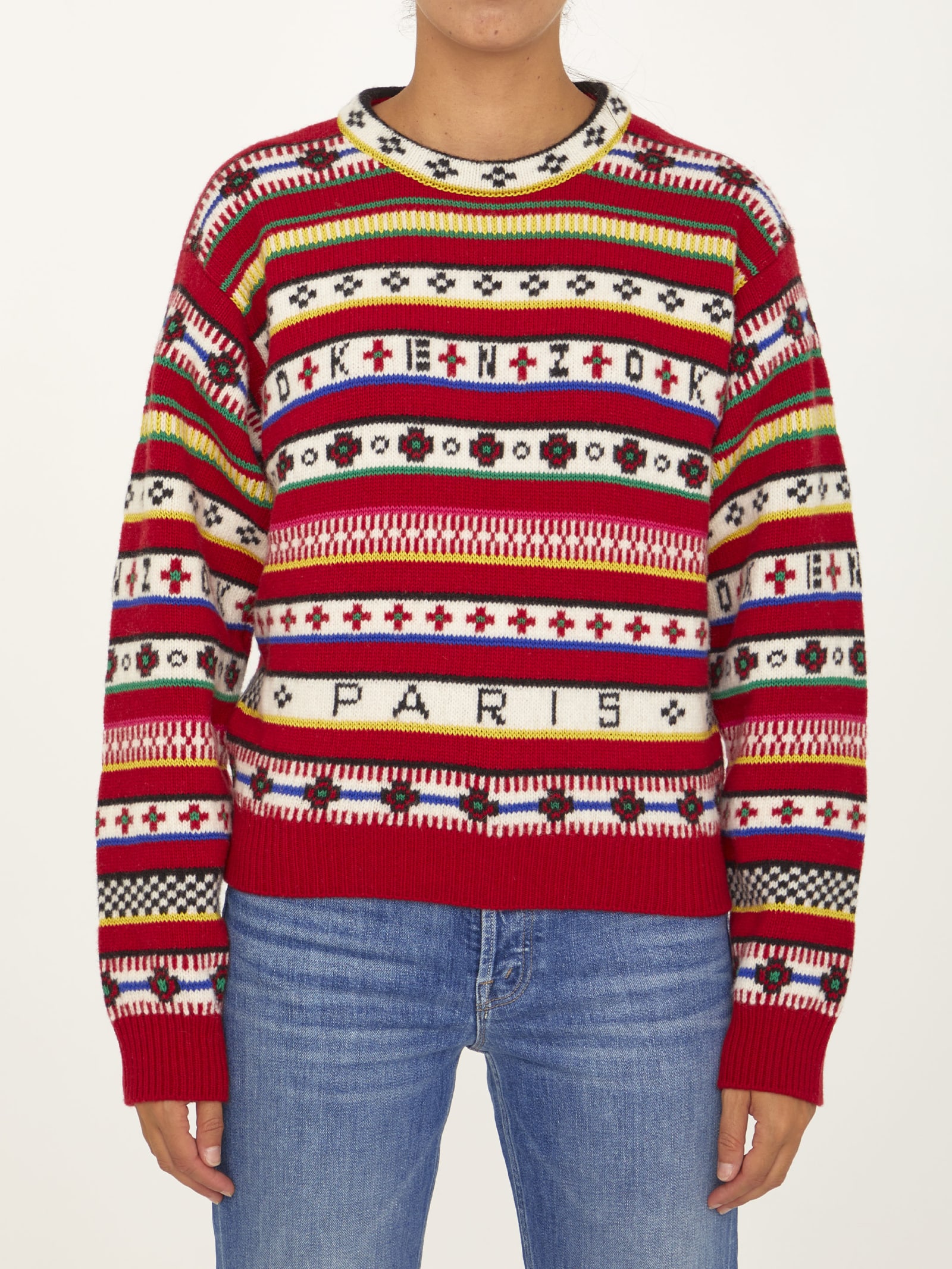 Kenzo Red Embroidered Jumper