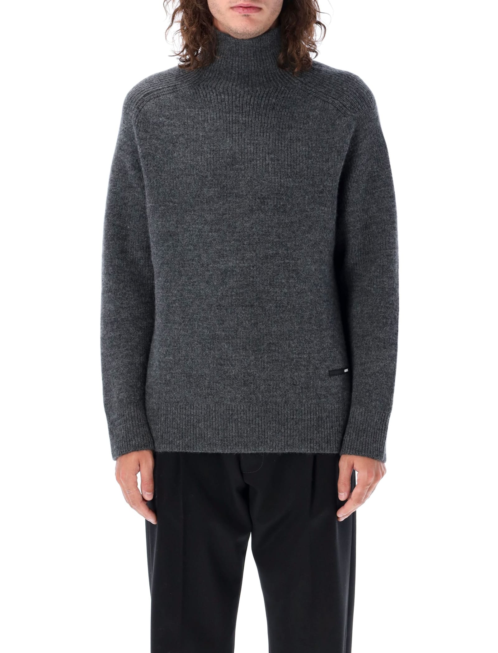 Shop Oamc Peak Rool Neck Sweater In Grey