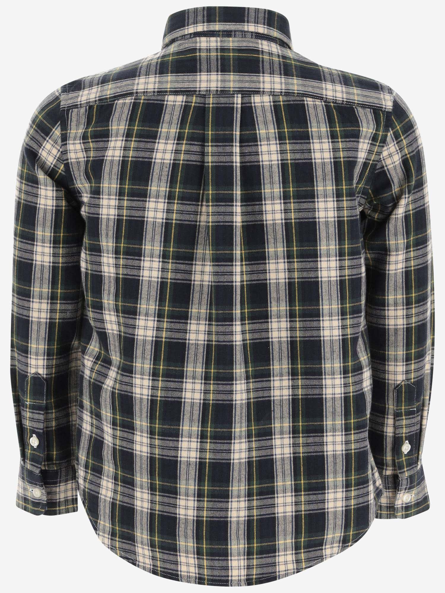 Shop Ralph Lauren Cotton Shirt With Check Pattern In Navy Green