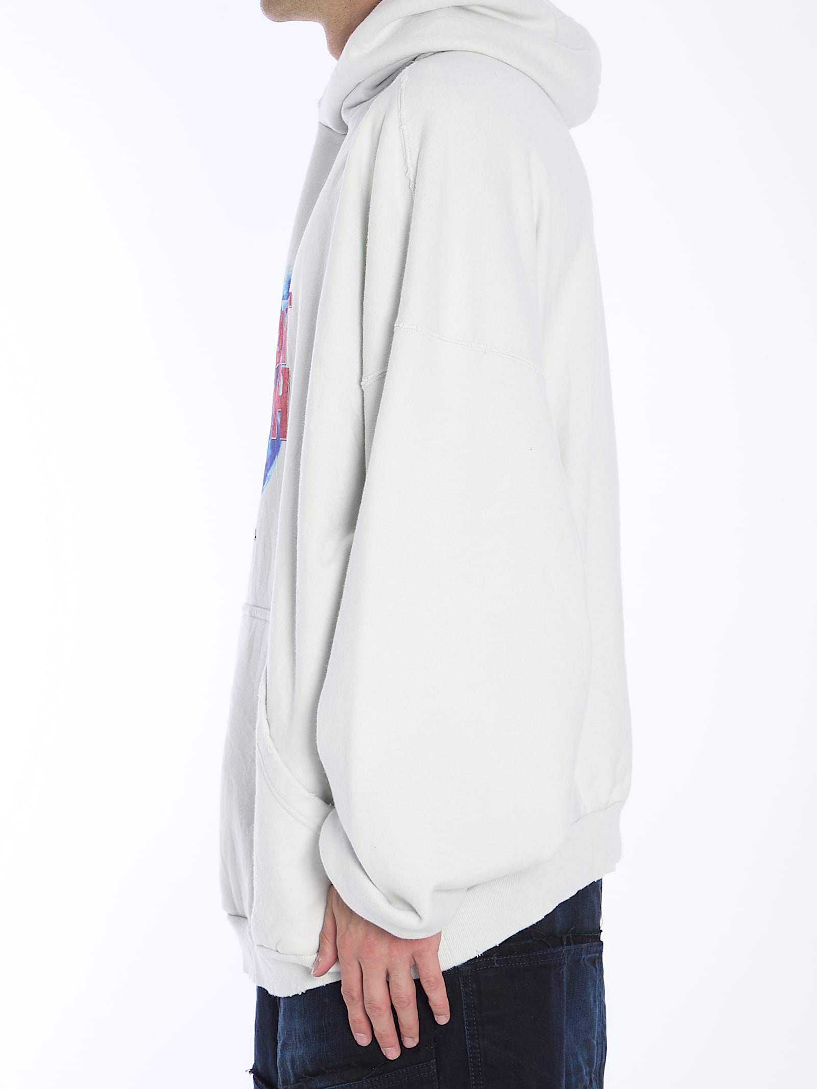 Shop Balenciaga Planet Earth Hoodie In White