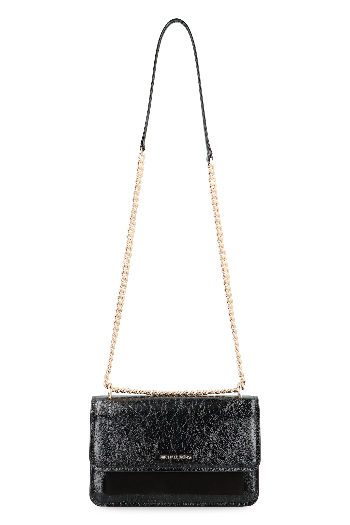 Shop Michael Michael Kors Claire Leather Shoulder Bag In Black