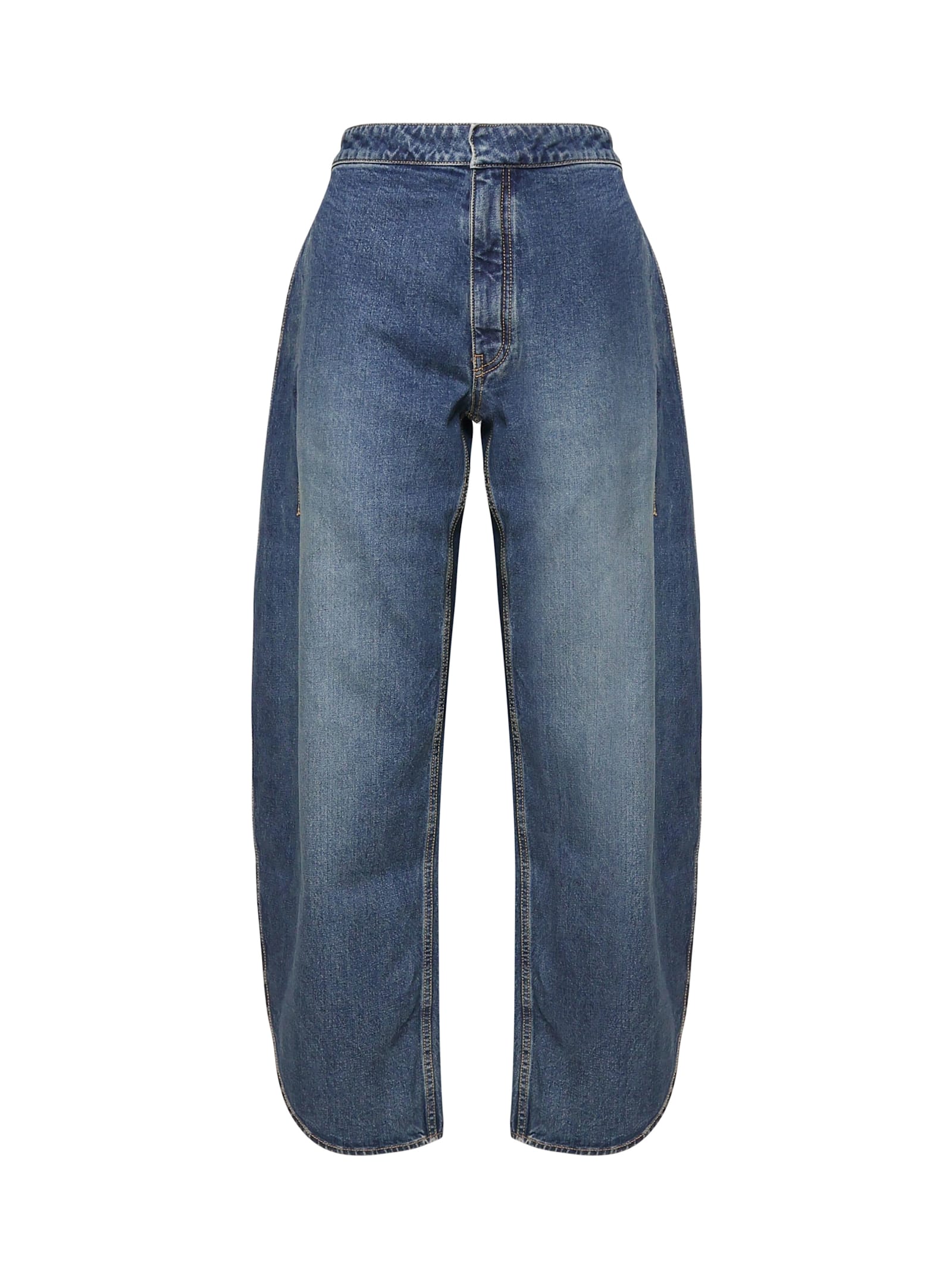 Shop Alaïa Petal Jeans In Cotton Denim In Bleu Vintage